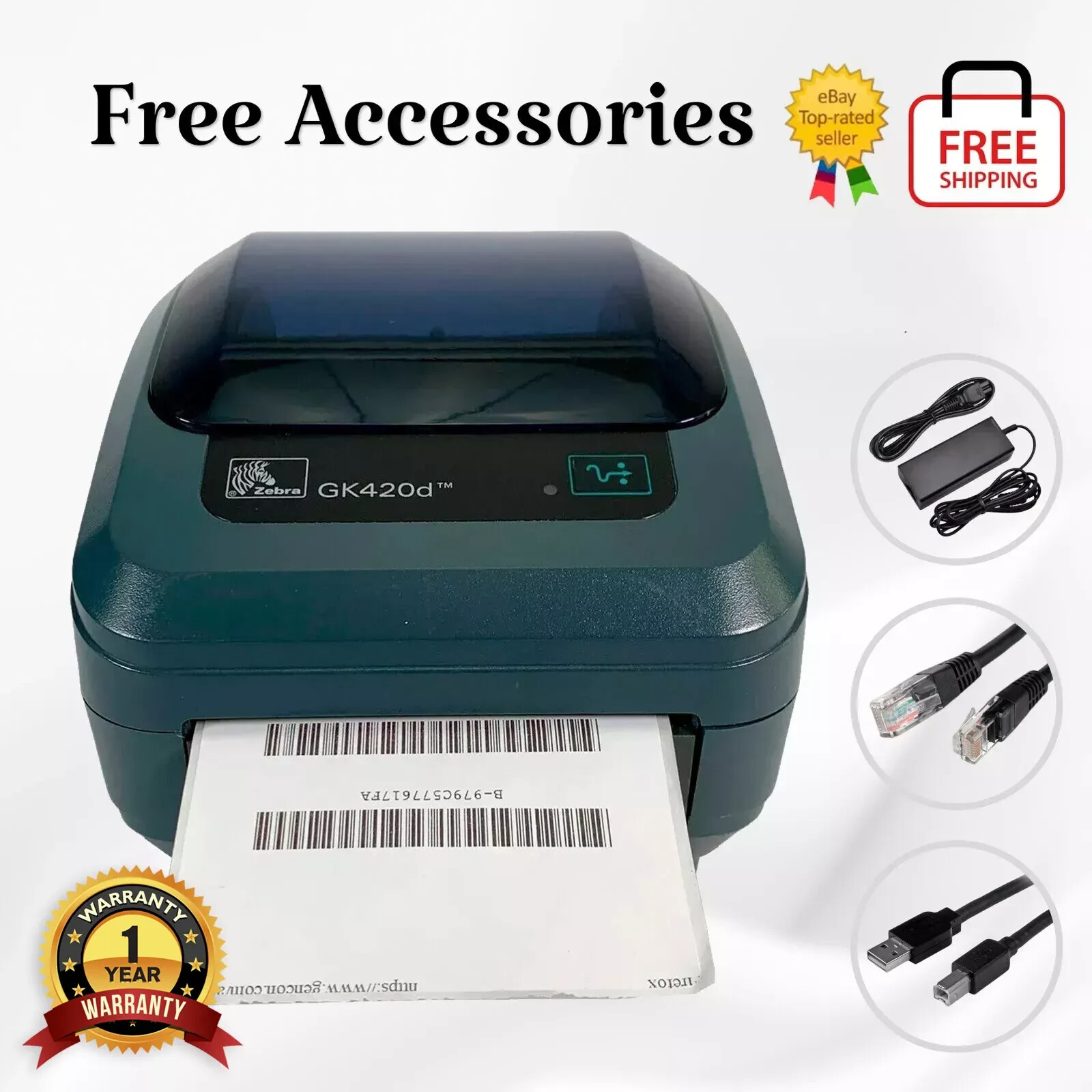 Zebra GK420d Direct Thermal Barcode Label Printer USB Ethernet 1 YR WARRANTY