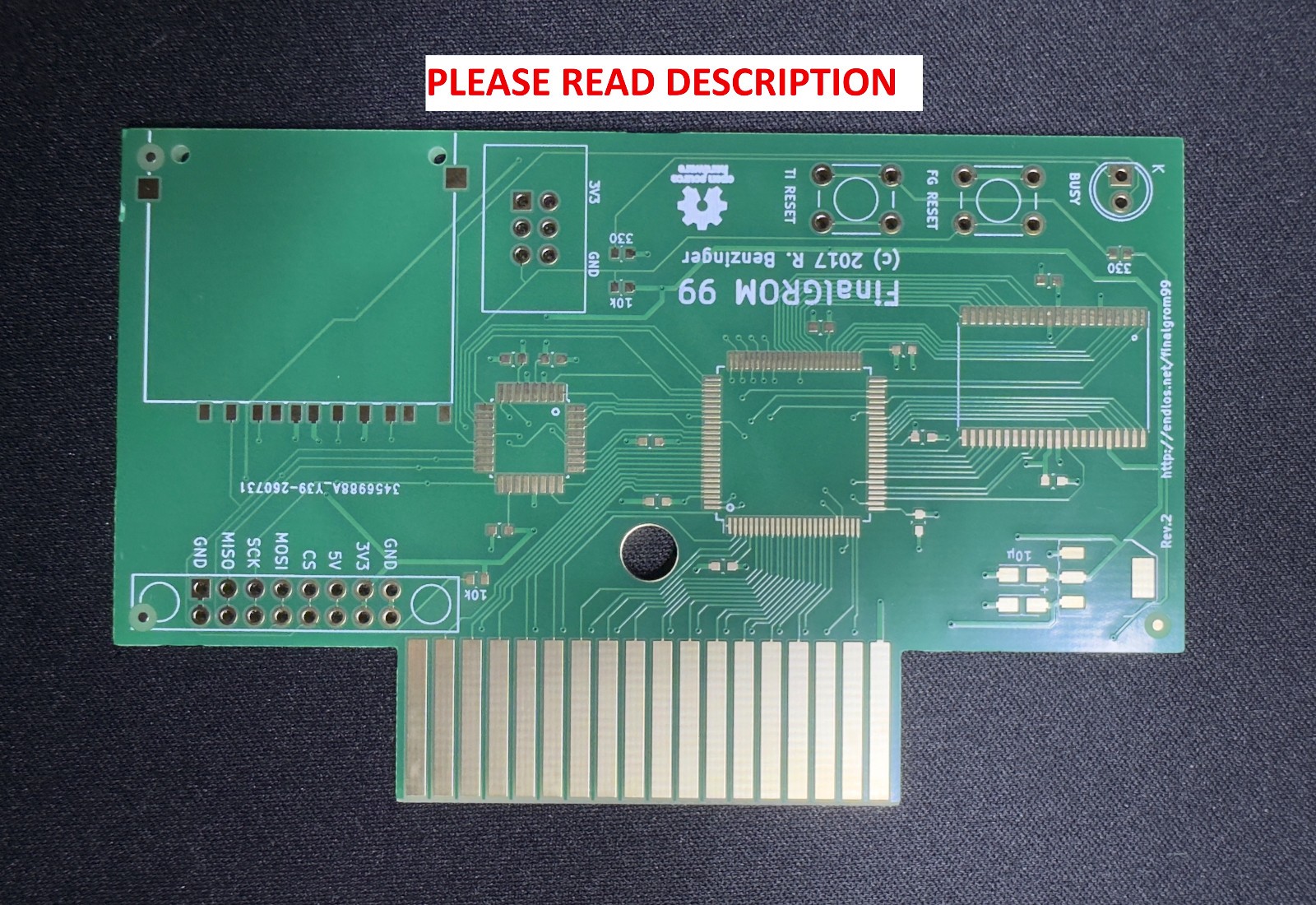 FinalGrom 99 for TI99/4A, DIY Hardware Project, PCB Only