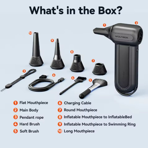 WOLFBOX DF100 Powerful Fan Duster Wireless Air Blower Air Duster 150000RPM