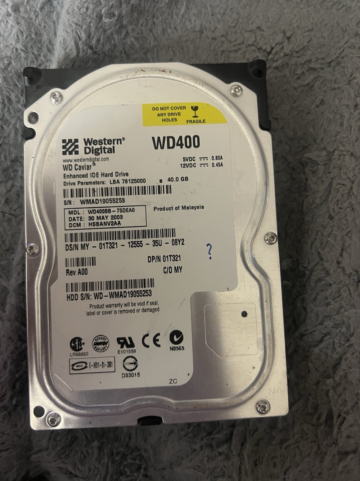Western Digital Protege 40GB Internal 5400RPM 3.5" (WD400EB) HDD