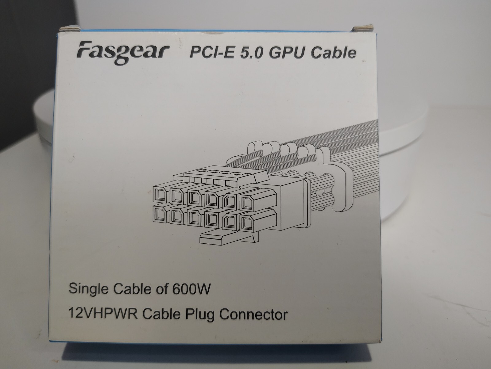 Fasgear PCI-e 5.0 GPU Power Extension Cable 70cm 600W 16Pin12+4 12VHPWR Male