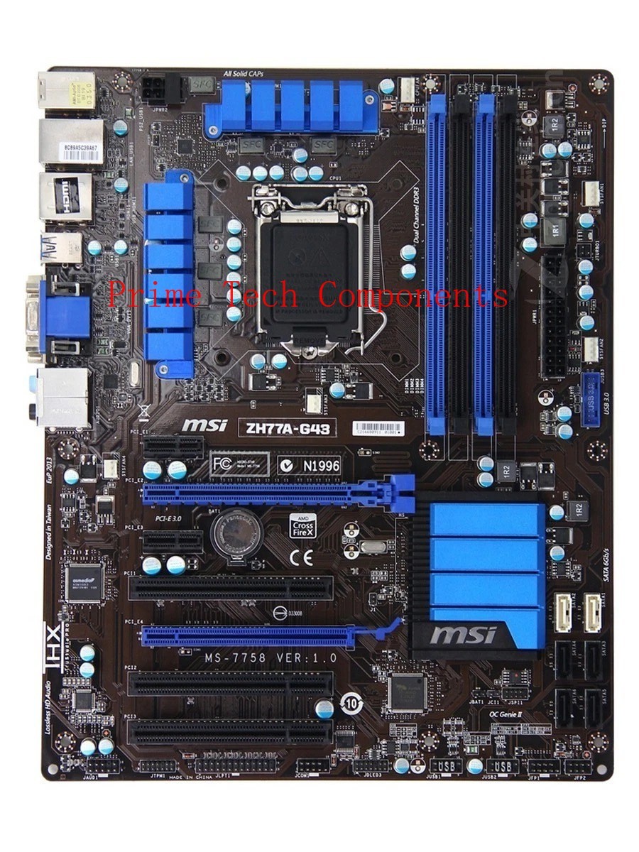 For MSI ZH77A-G43 motherboard H77 LGA1155 4*DDR3 32G DVI+VGA+HDMI ATX Tested OK