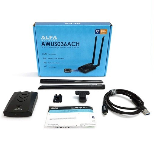 Alfa AWUS036ACH USB-C 802.11ac AC1200 867 Mbps dual band Wi-Fi USB Adapter