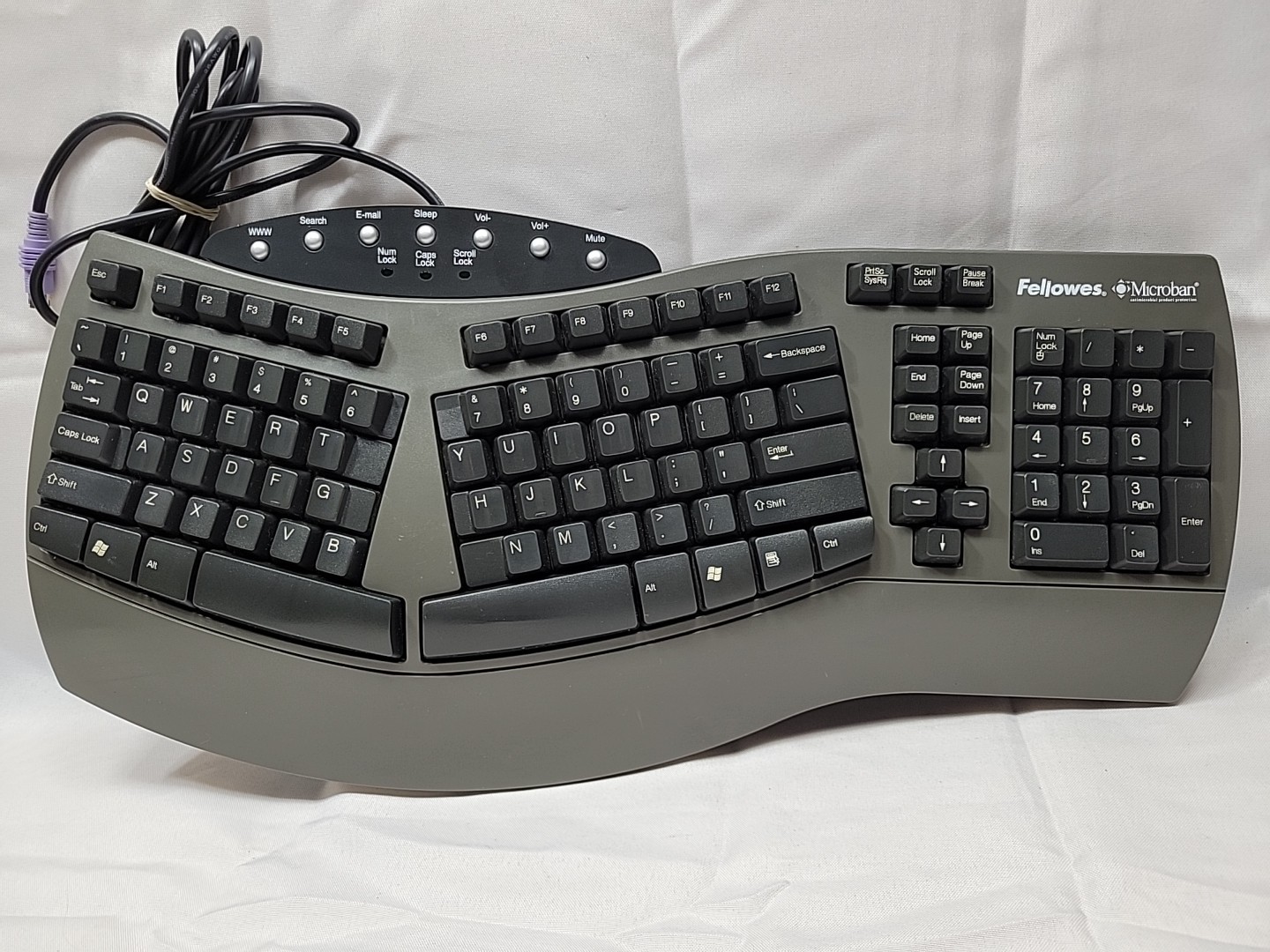 Fellowes Microban Ergonomic Wired PS/2 Keyboard KB-9938 