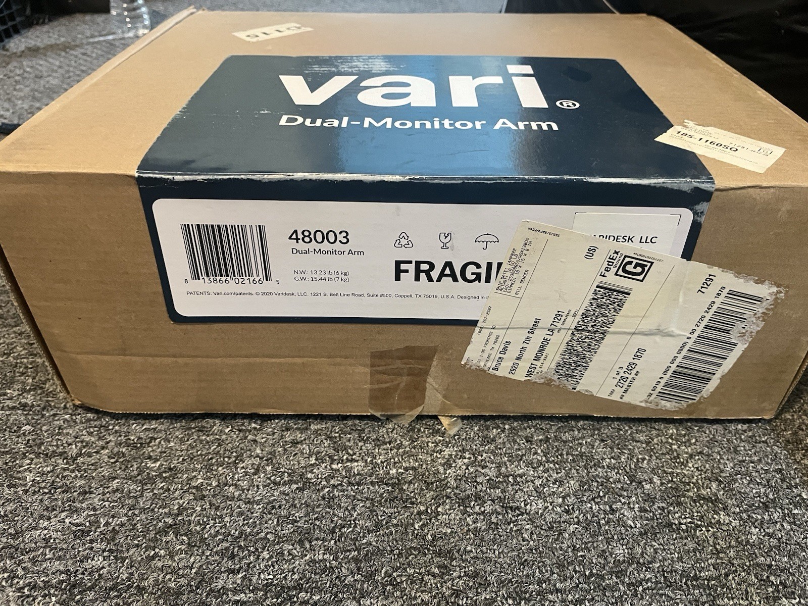 VariDesk Vari 48003 Dual-Monitor Arm 360 Rotate Tilt Full-Motion VESA Mount