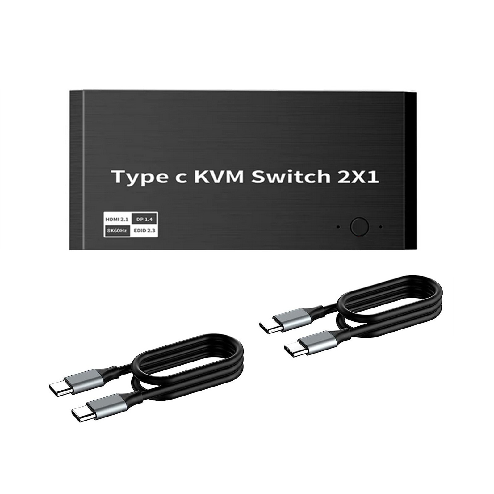 USB C KVM Switch 100W PD Charging Port Switcher 2x1 8K For 2 Laptop 1 Monitor