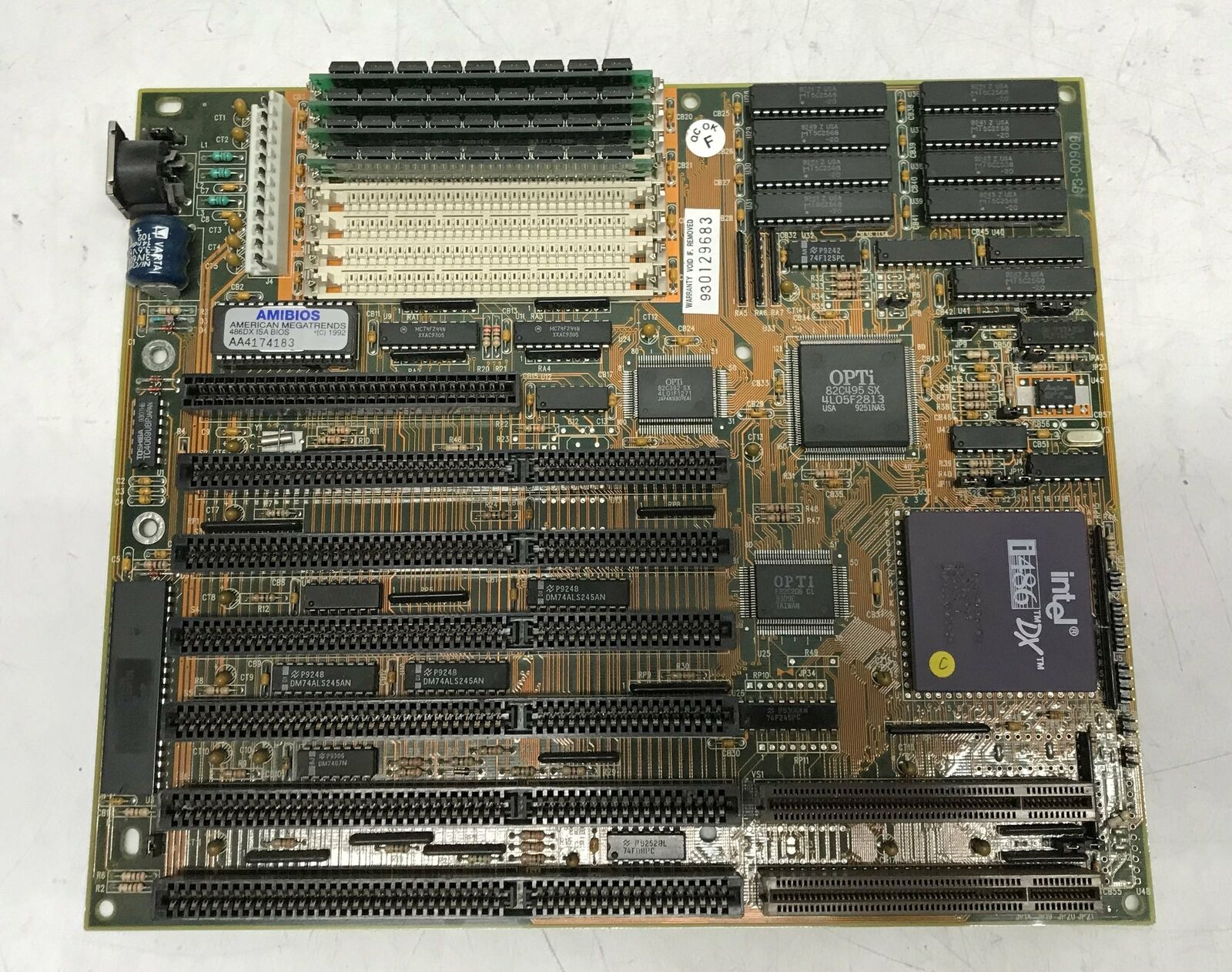 Vintage Opti Motherboard Socket 7 ISA VESA Local Bus Intel 486 DX2 50MHz Intel A