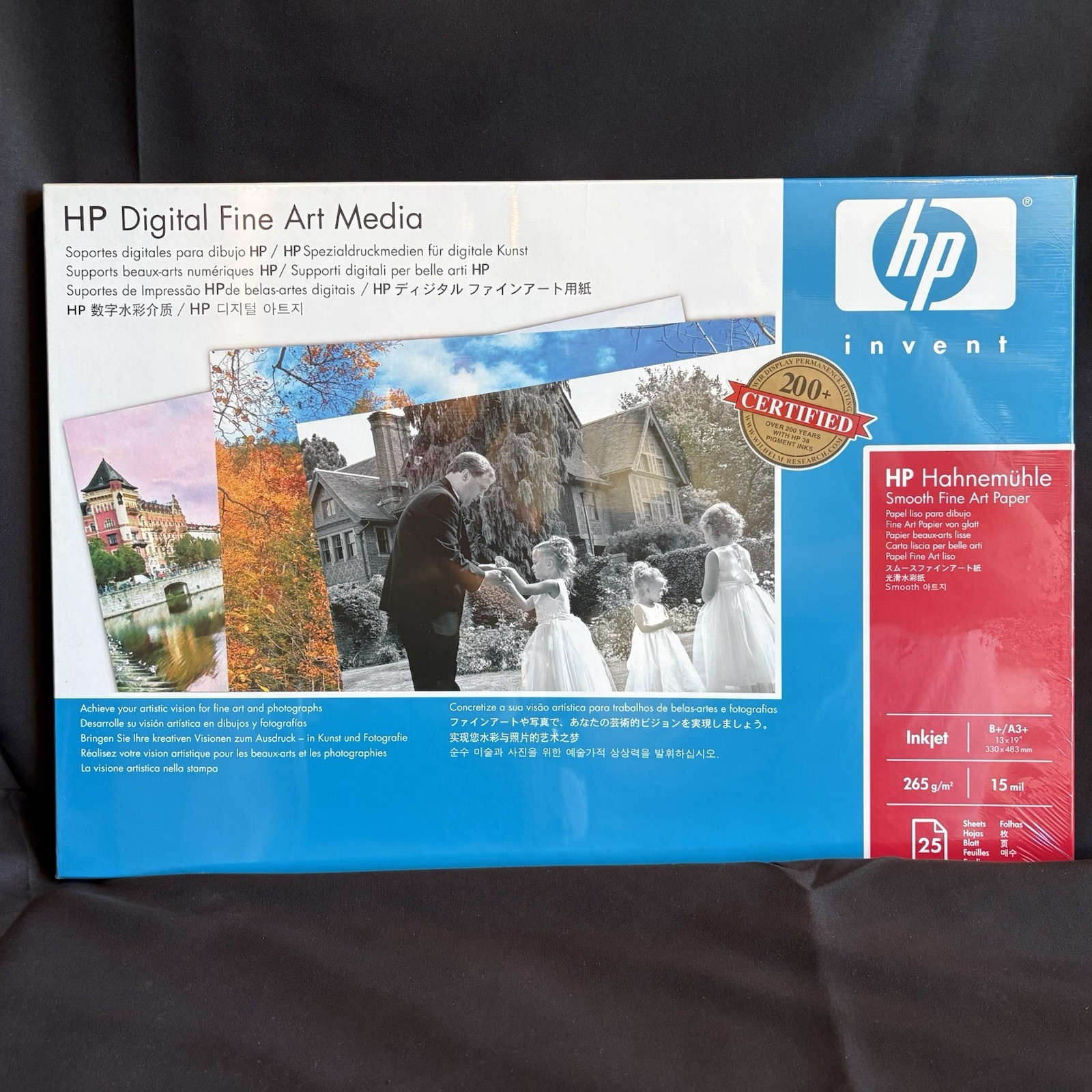 HP Photo Paper 13"x19" Hahnemühle Smooth Fine Art Paper 265 gsm NEW 25 Sheets