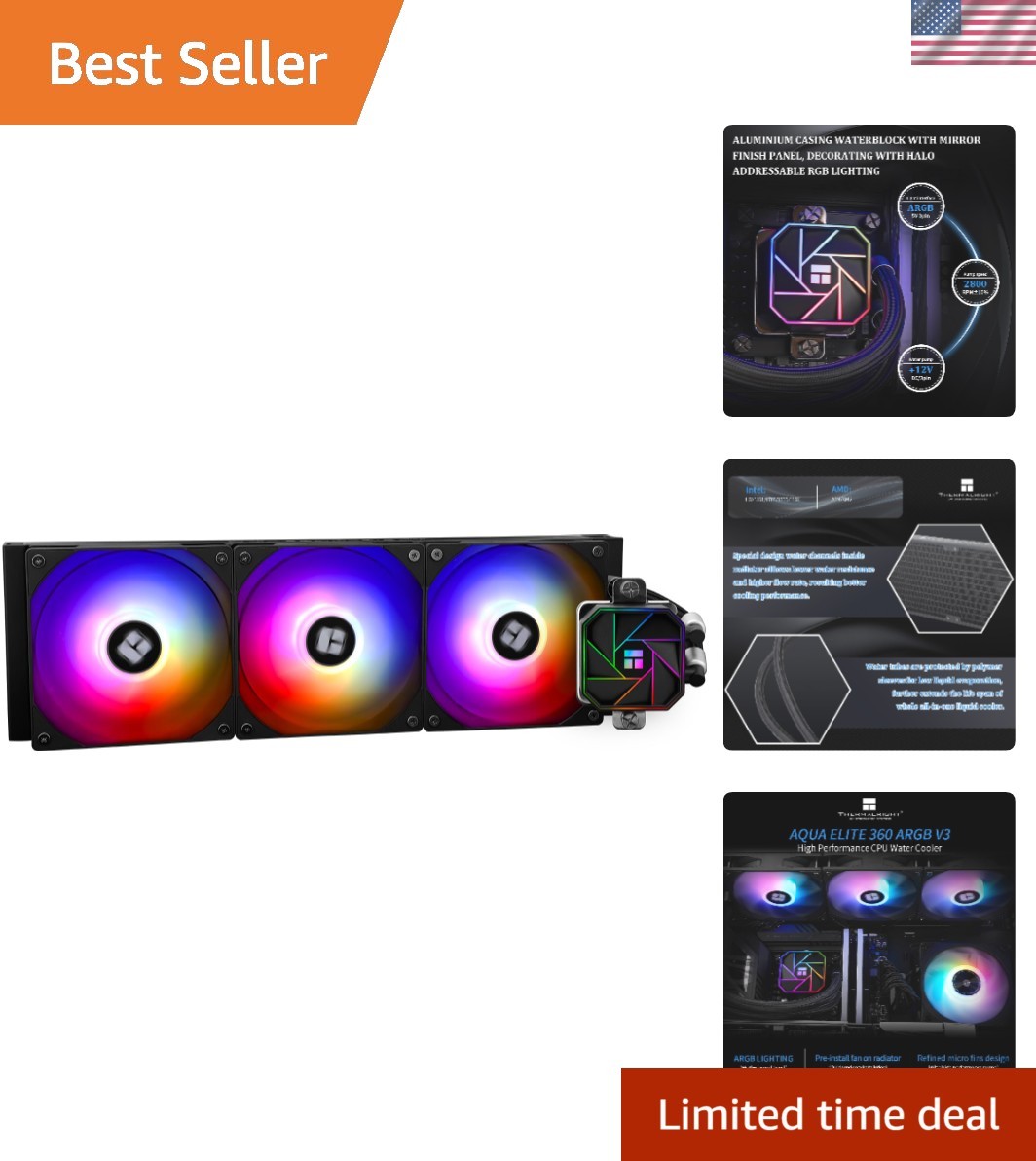 Water Cooling CPU Cooler with ARGB Lighting for Enhanced Desktop Cooling