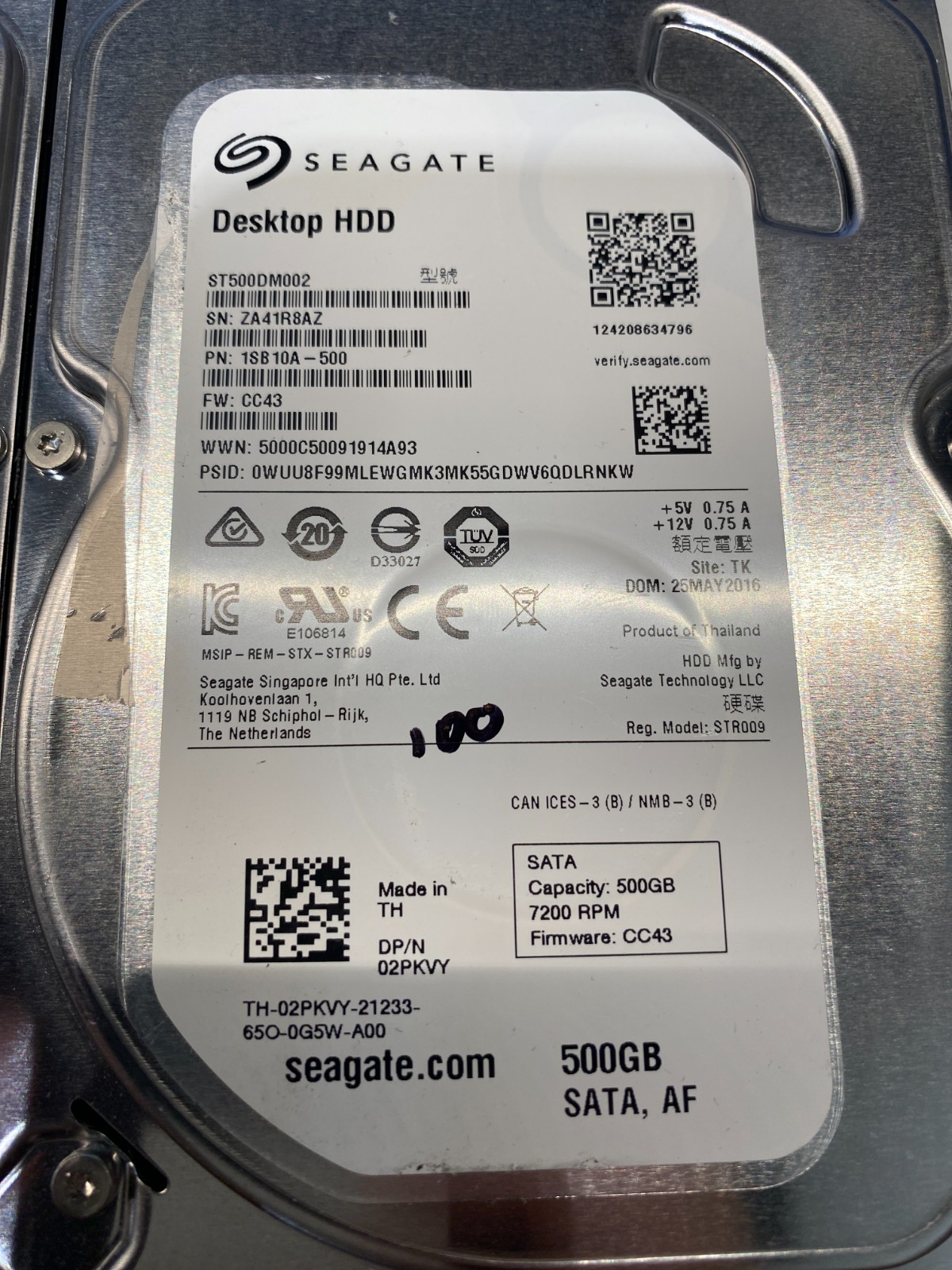 LOT OF 6  Seagate Barracuda 500GB 3.5″ SATA HDDs ST500DM002