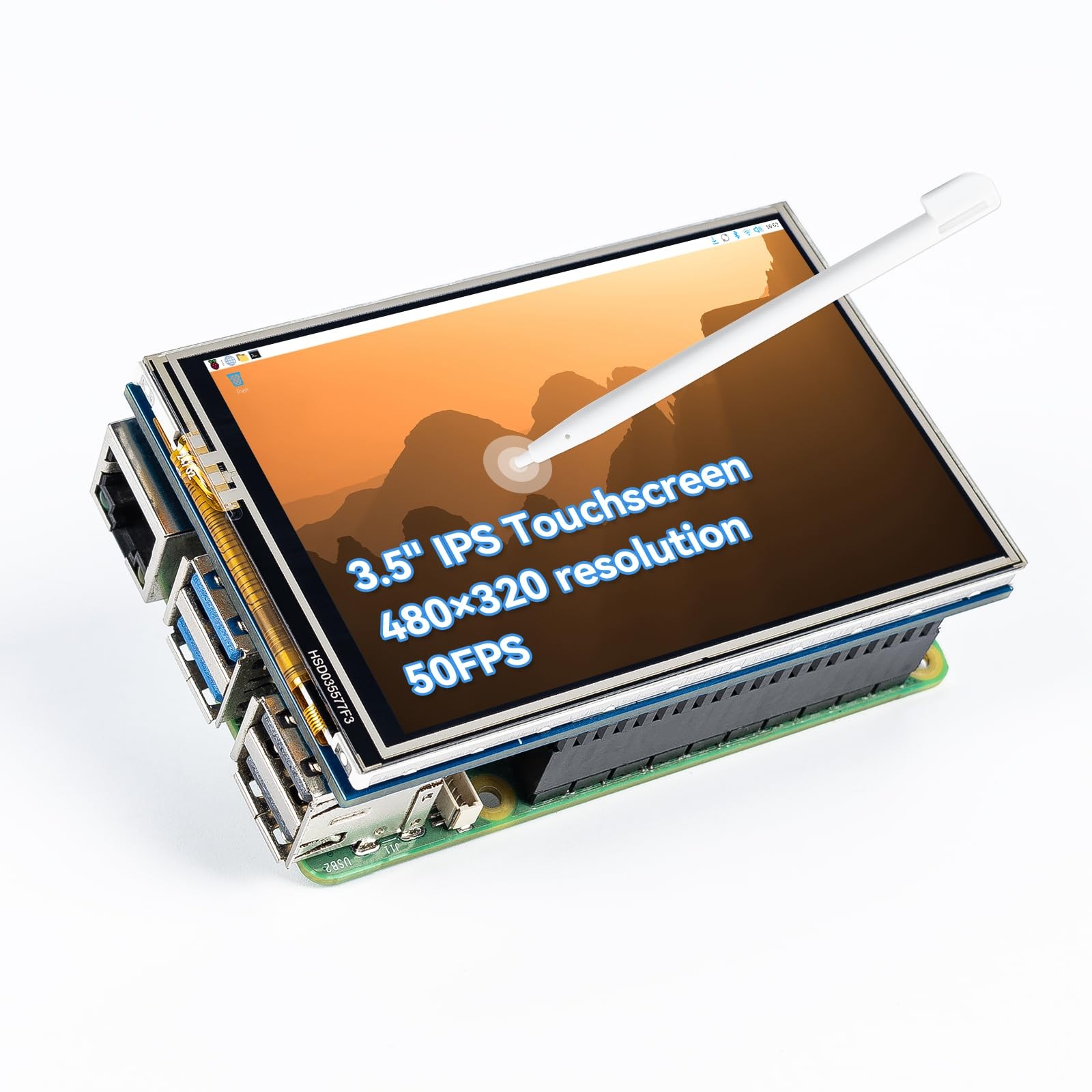 3.5 Inch 480x320 Touch Screen IPS LCD SPI Display Monitor with Stylus for Ras...