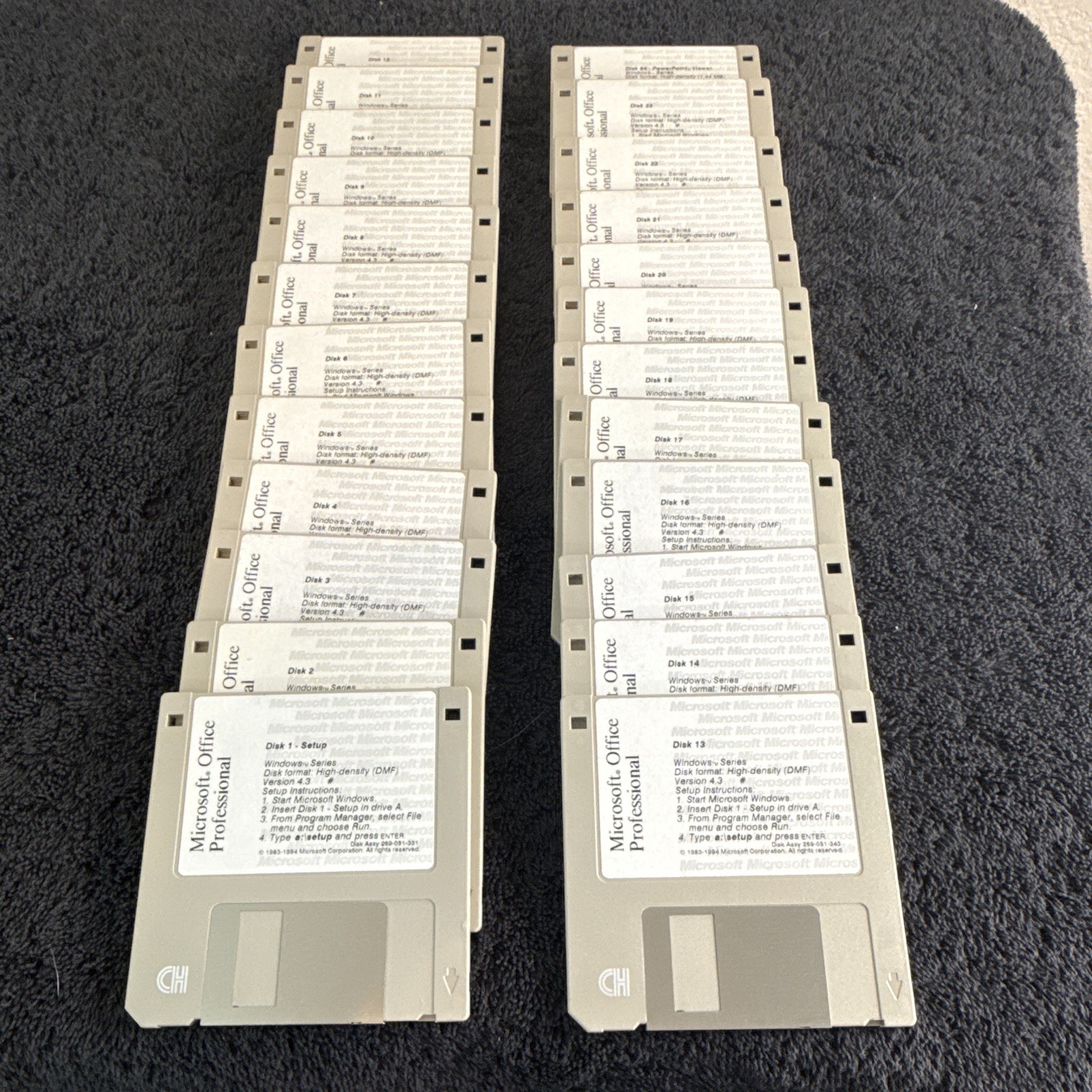 Retro Computing Set Of 24 3.5” Discs Microsoft Office Professional Software 1994
