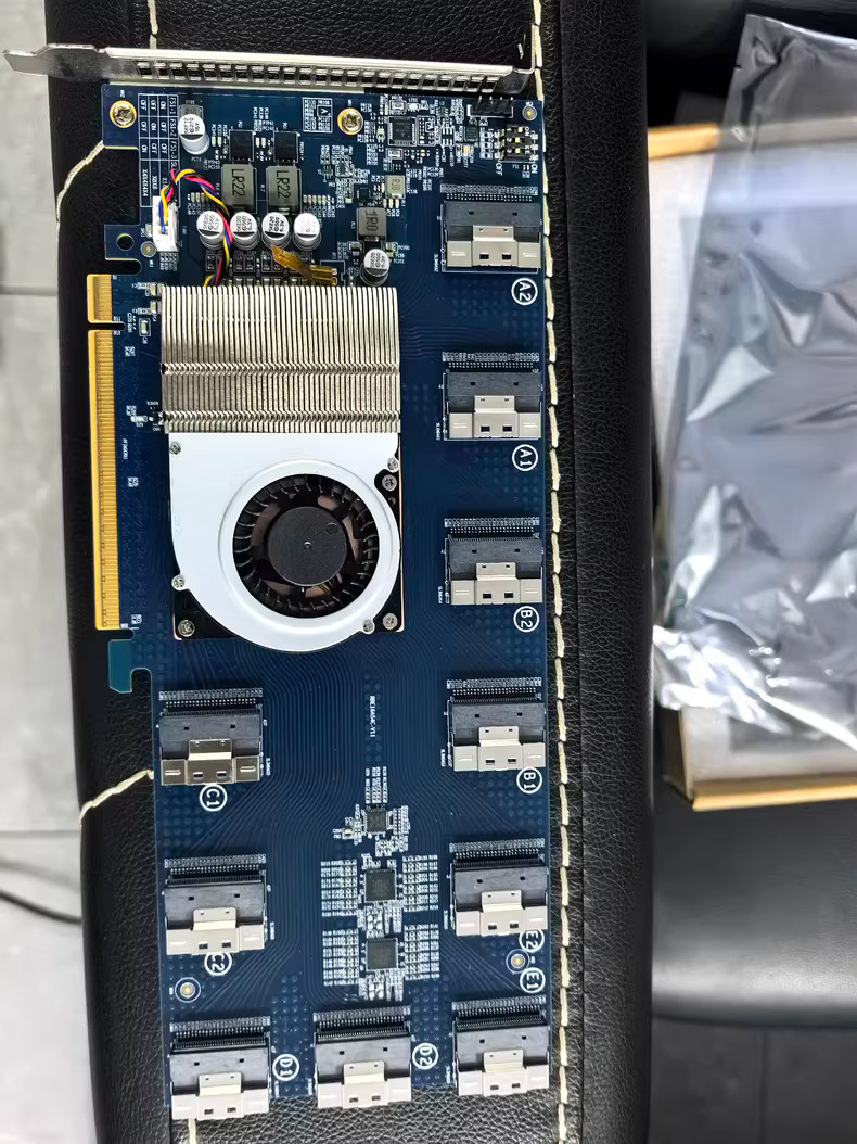 PEX88096 PLX88096 Expansion Card PCIe 4.0x16 TO 10* SFF-8654 SlimSAS 12*NVMe U.2