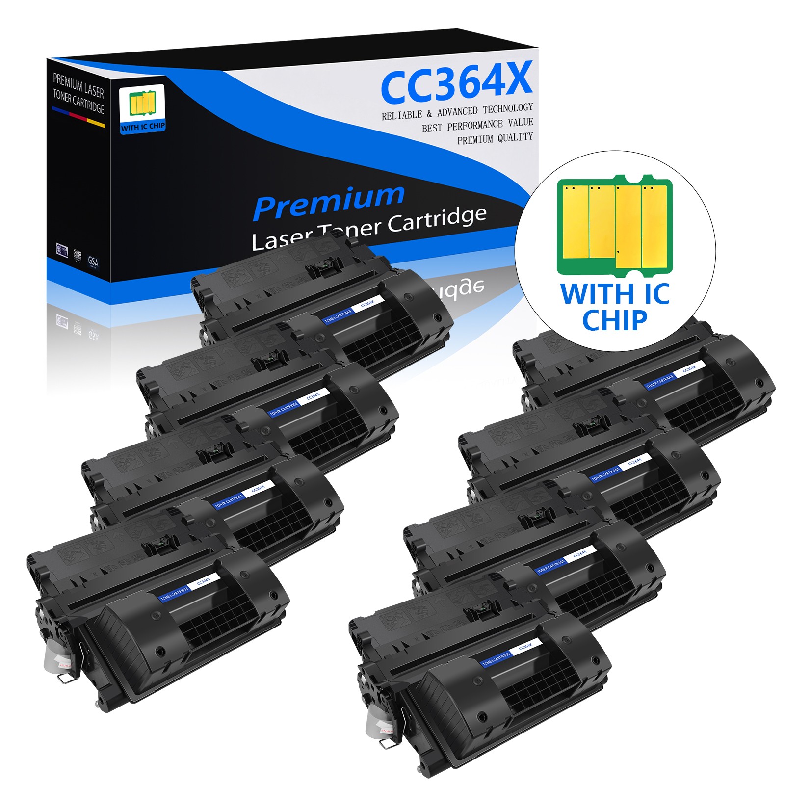 8PK High Yield CC364X 64X Toner Cartridge for HP LaserJet P4515x P4015x P4015n