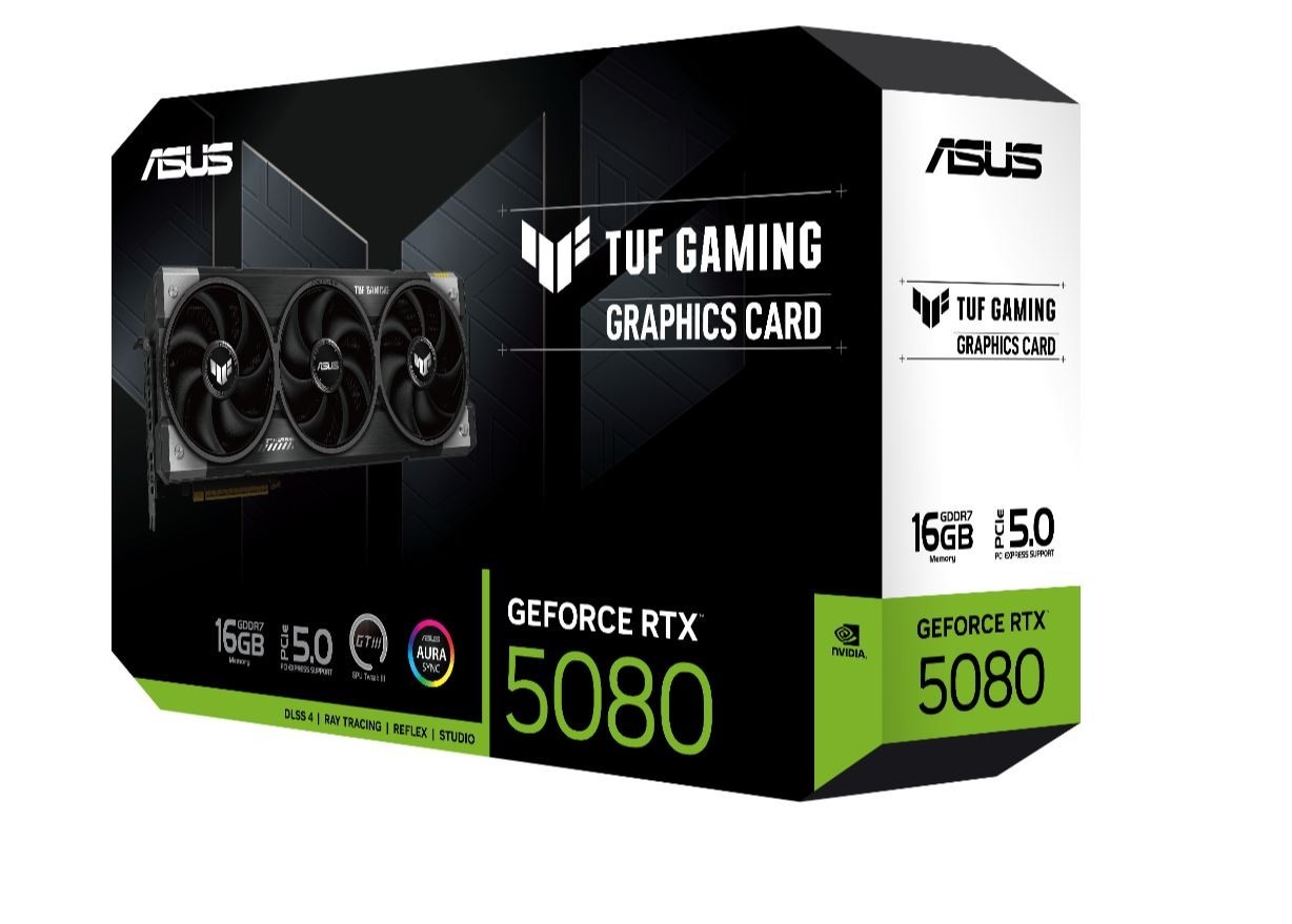 ASUS nVidia GeForce TUF-RTX5080-16G-GAMING RTX5080 16GB GDDR7 2617MHz Boost