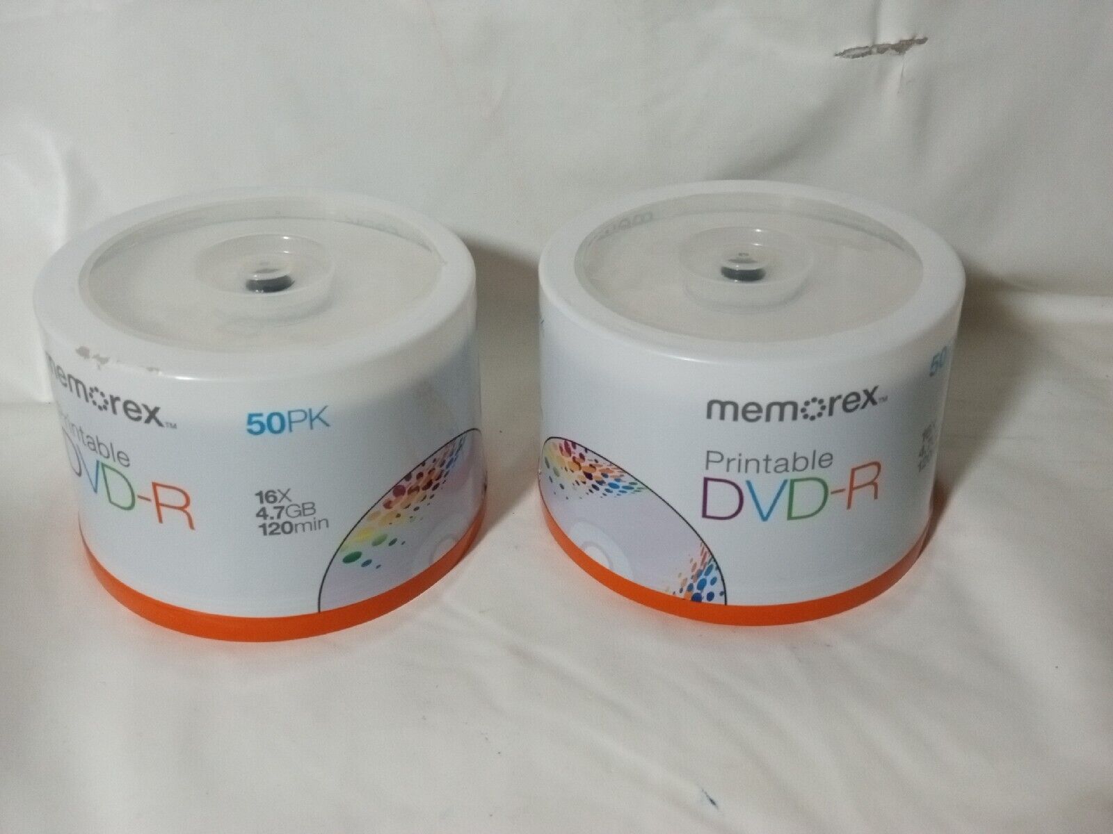 Lot of 2 Memorex 4.7GB 16x Printable Recordable DVD-R 50-Pack