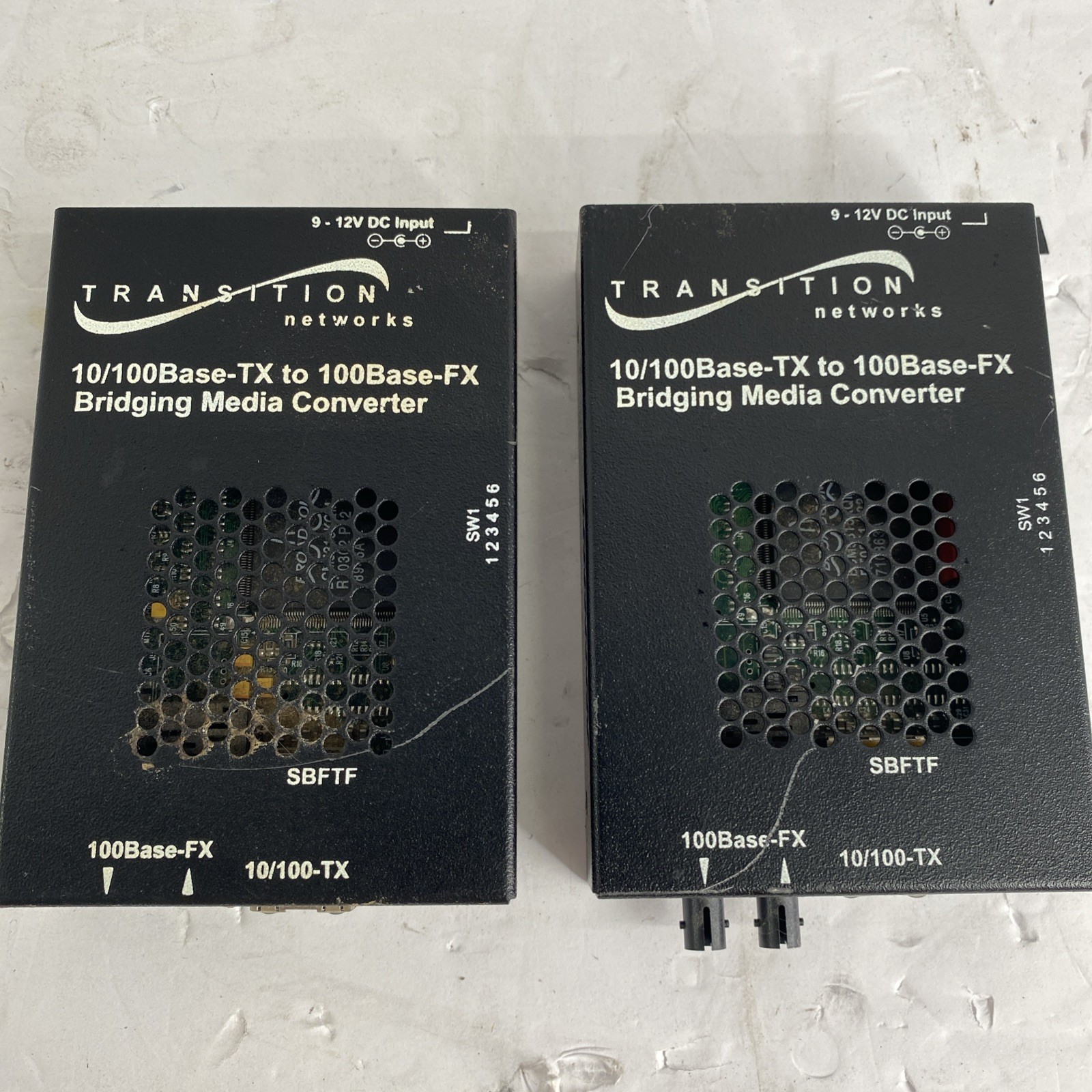 LOT Of 2 SSDTF1011-100 TRANSITION NETWORKS T1/E1 TP TO FIBER MEDIA CONVERTER