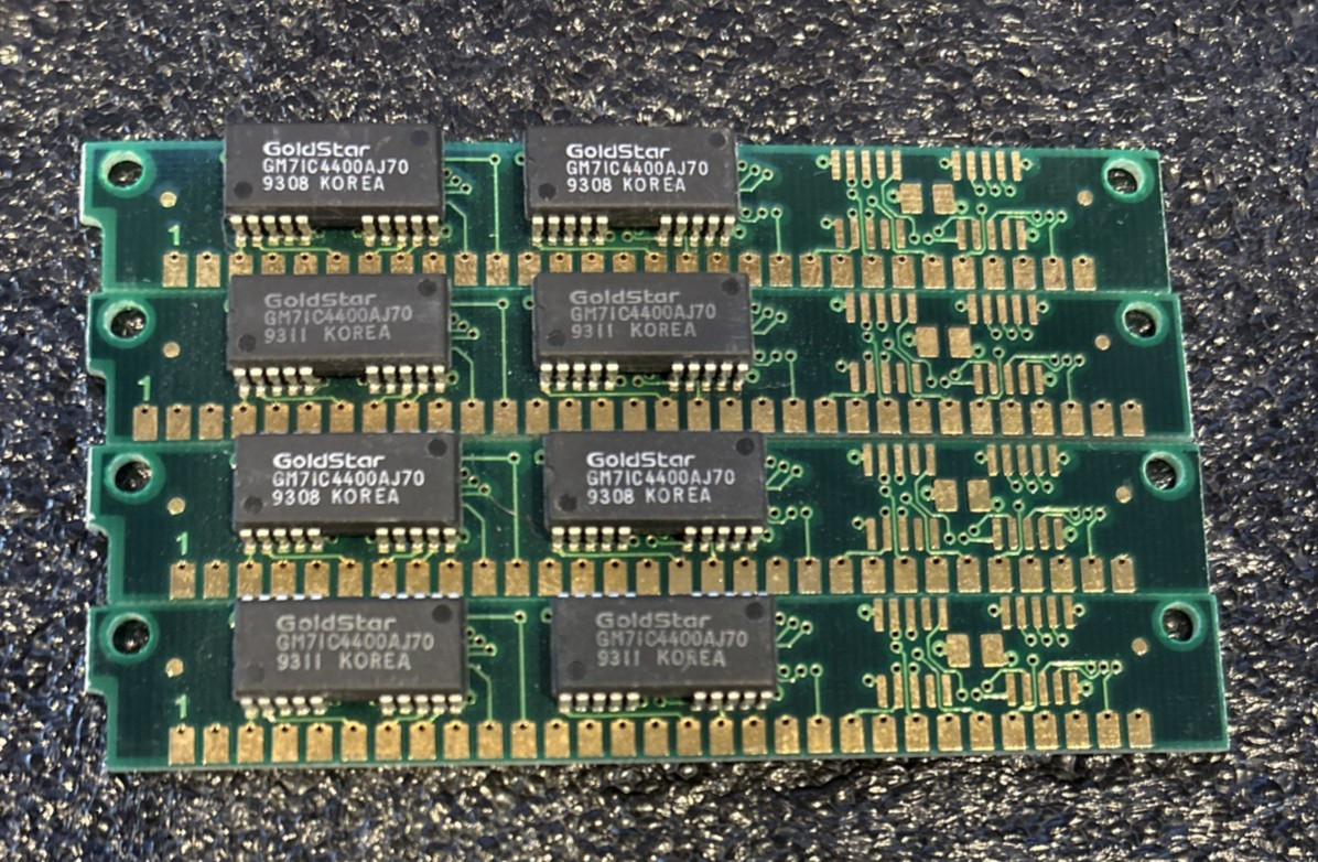 4 x 1MB 30-Pin 2-Chip 70ns FPM SIMM Memory RAM 4MB Gold PC 286 386 *Tested*