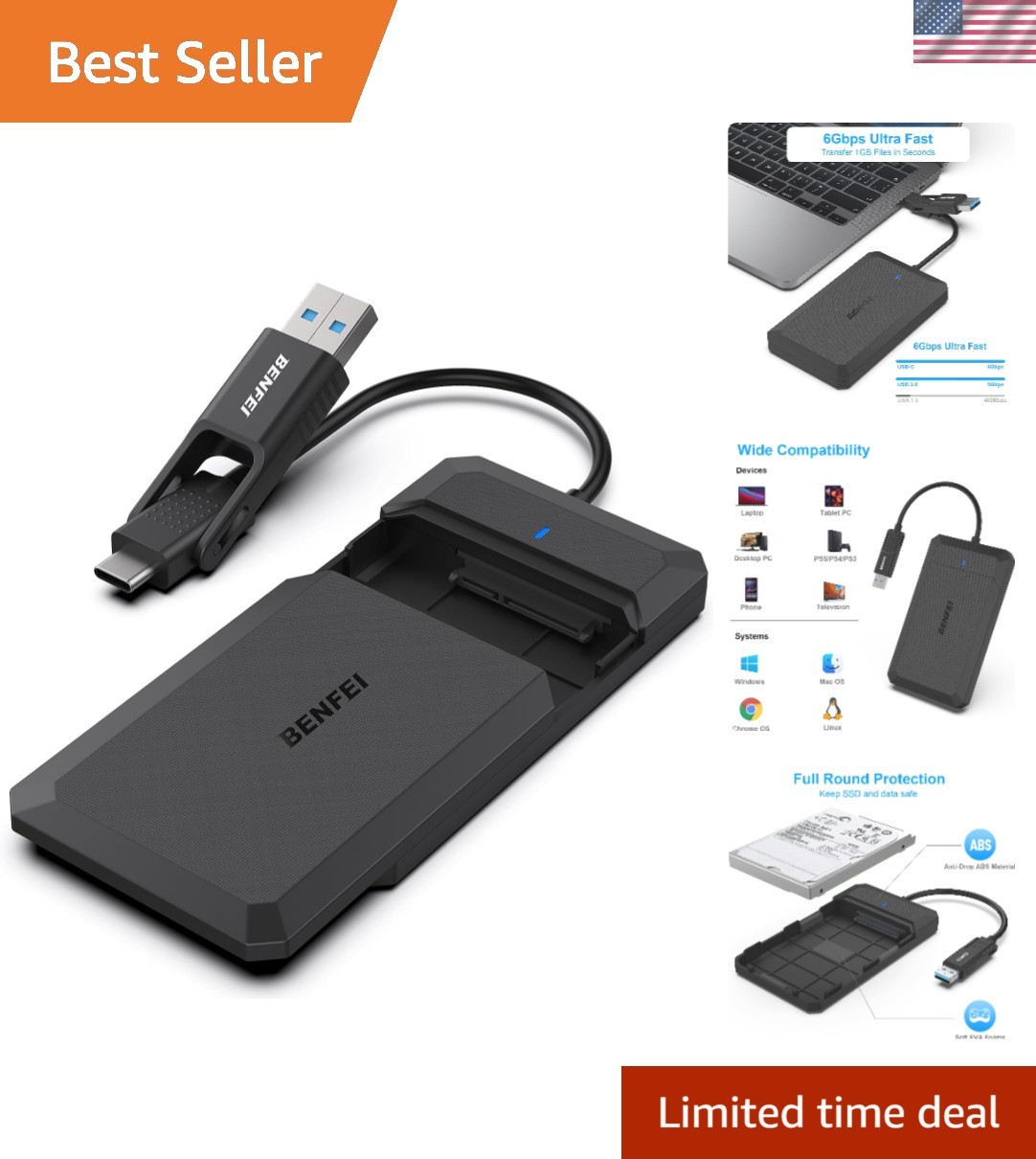 2.5 Inch SATA to USB Tool-Free Enclosure: Fast & Elegant External Storage
