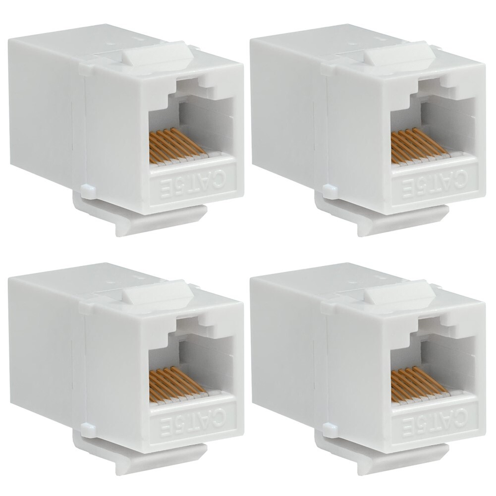 4 Pcs Cat5e RJ45 Network LAN Ethernet Keystone Jack Coupler Snap In Insert White