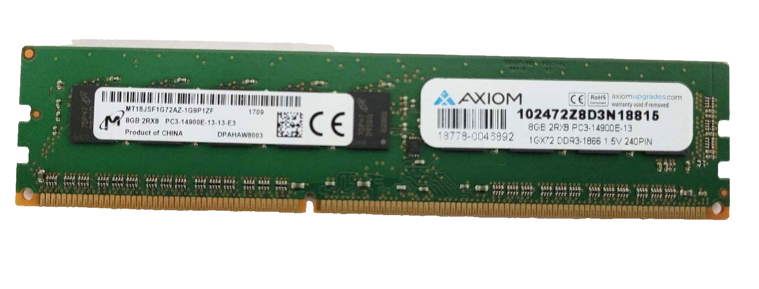 Axiom 8GB DDR3 ECC UDIMM PC3-14900E Server RAM MT18JSF1G72AZ-1G9P1ZF 1866MHz.
