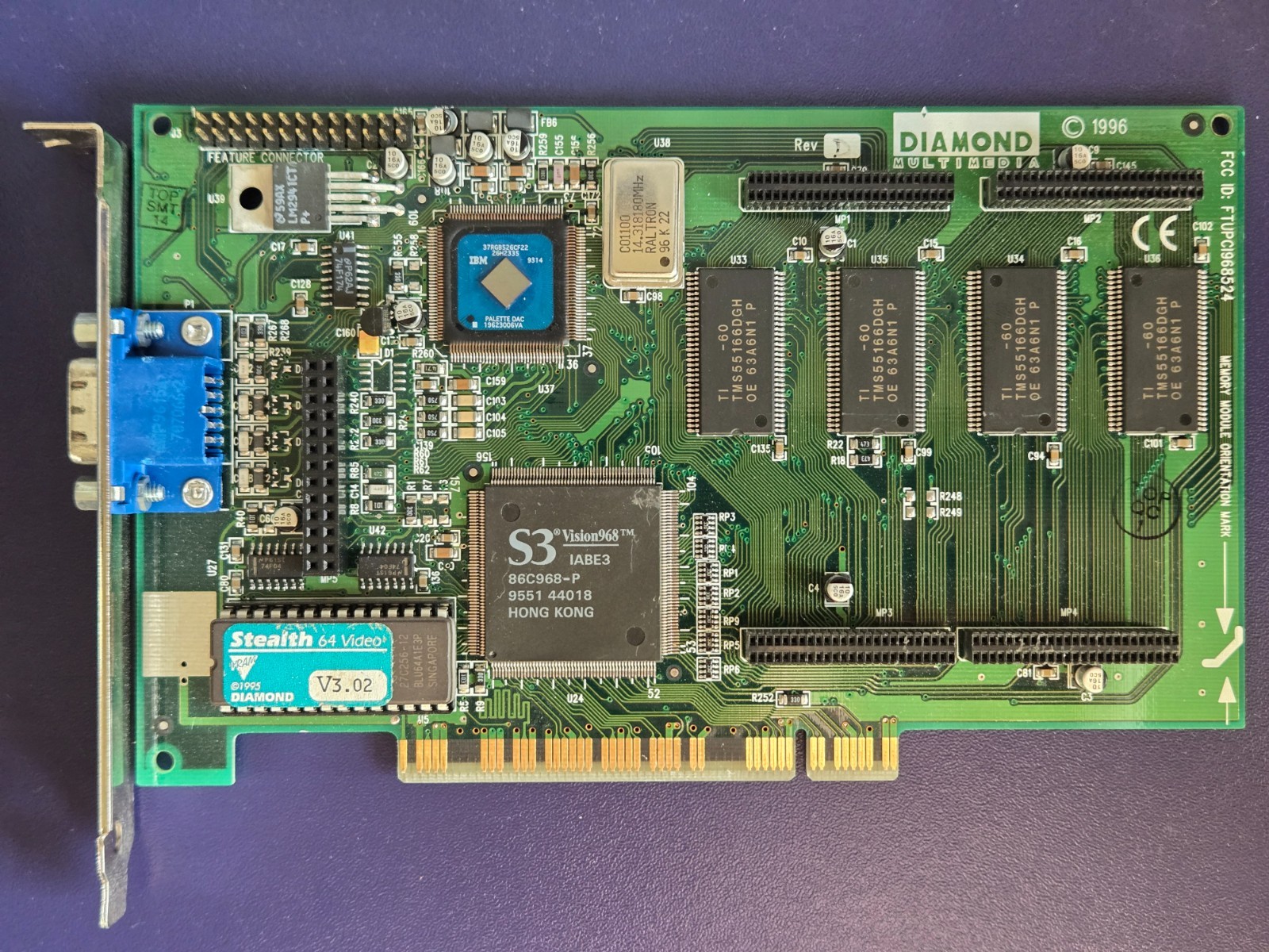 PCI Video Card, S3 Vision968, 2MB (Diamond Stealth 64 Video) Vintage, Working