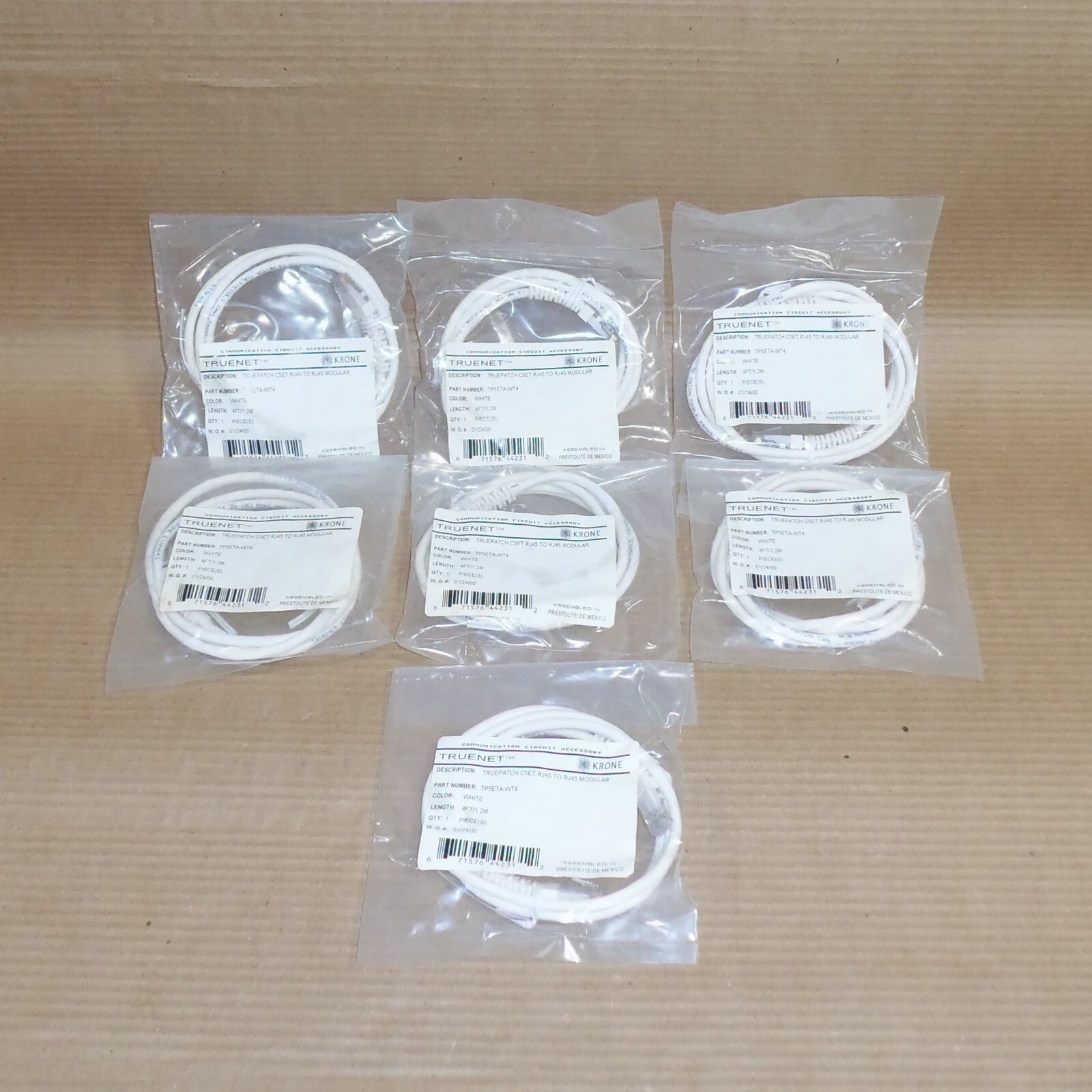 NEW LOT OF 7 KRONE TP5ETA-WT4 TRUE PATCH C5ET RJ45 TO RJ45 MODULAR CABLE 4FT AK