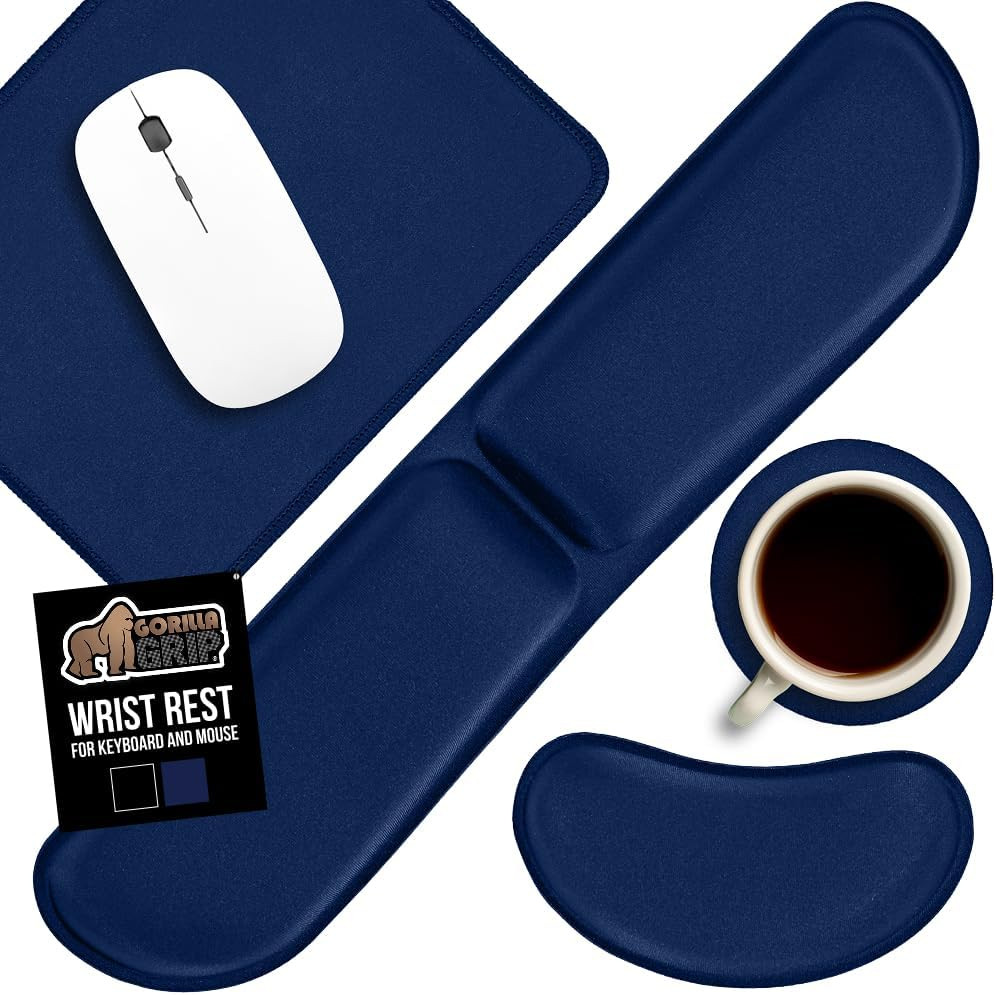 GORILLA GRIP Silky Memory Foam Keyboard Wrist Rest and Mouse Pad for Computer, E