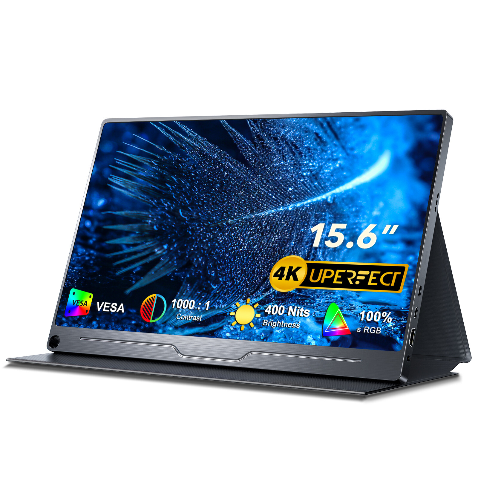 Used 15.6" 4K Ultra Slim UHD HDR Portable Monitor IPS 3840*2160 For HDMI USB C