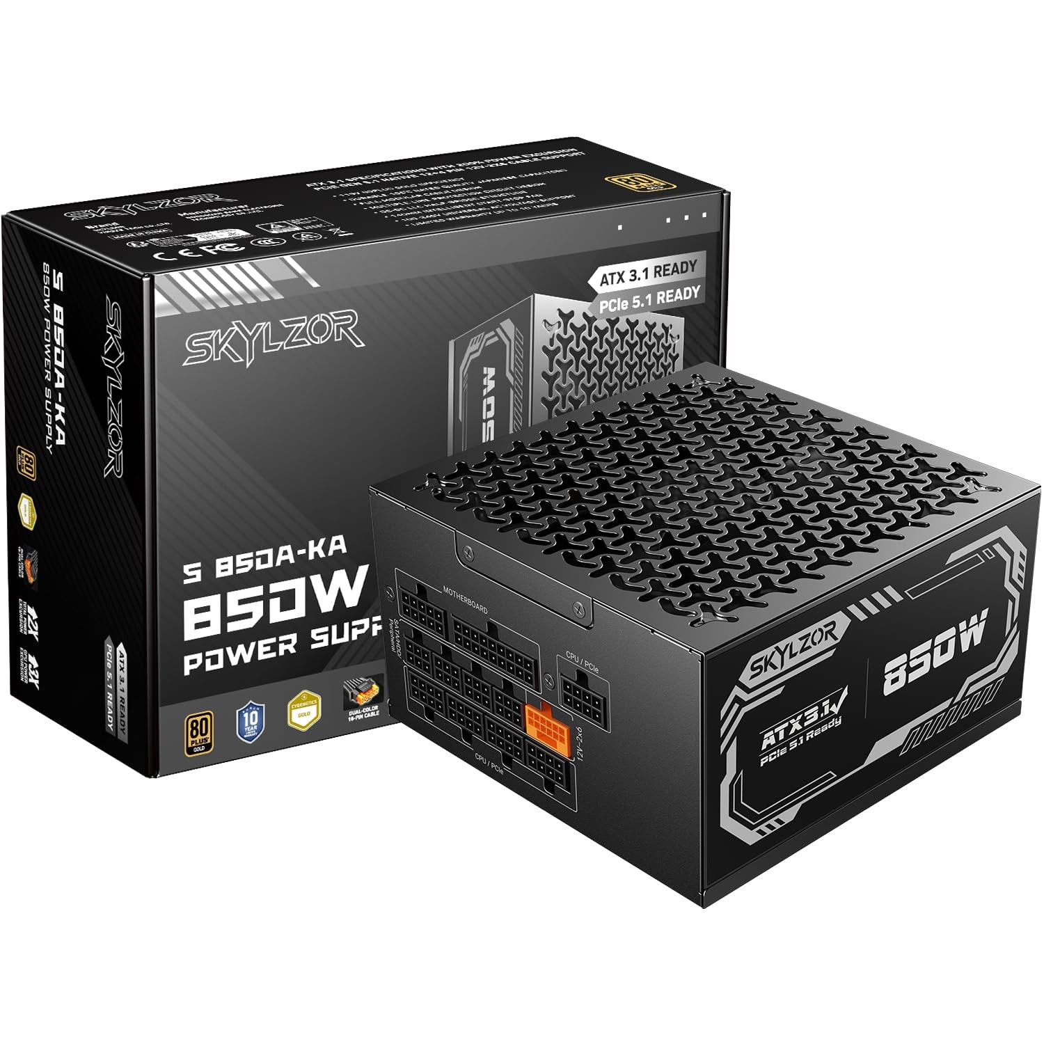 850W Fully Modular Power Supply, 80+ Gold Certified PSU | ATX 3.1 & PCIe 5.1 ...