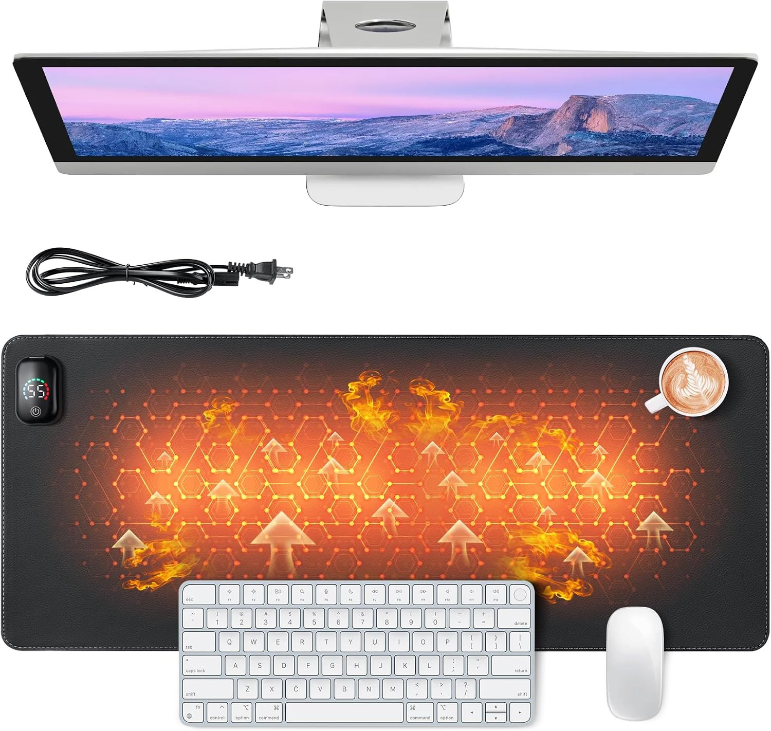 Heated Mouse Pad, Warm Desk Pad,Heated Large Desk Mat with 3 Levels