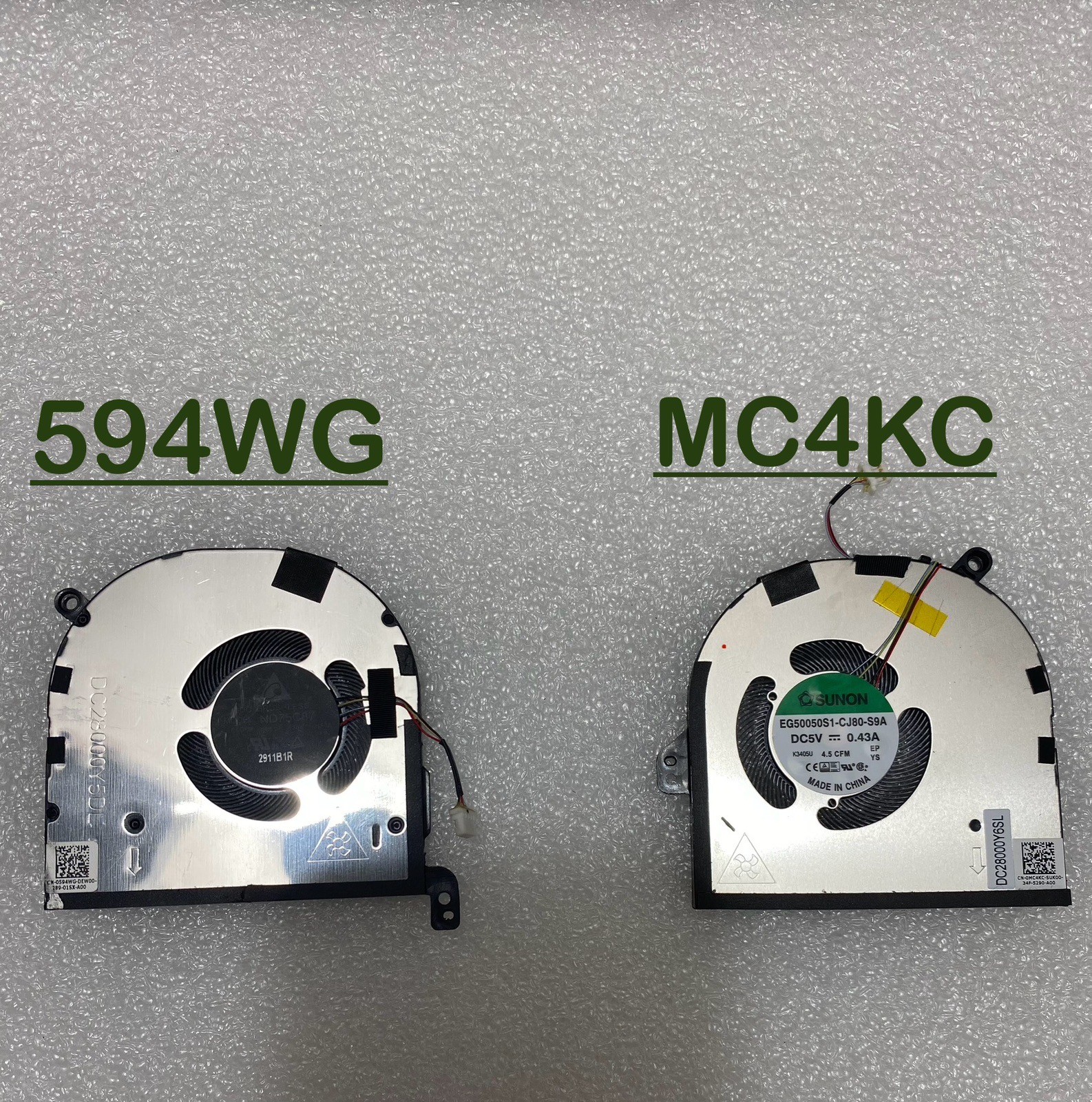 Pair of Dell Precision 5570 15.6" Genuine Cooling Fans MC4KC 594WG 0594WG P15