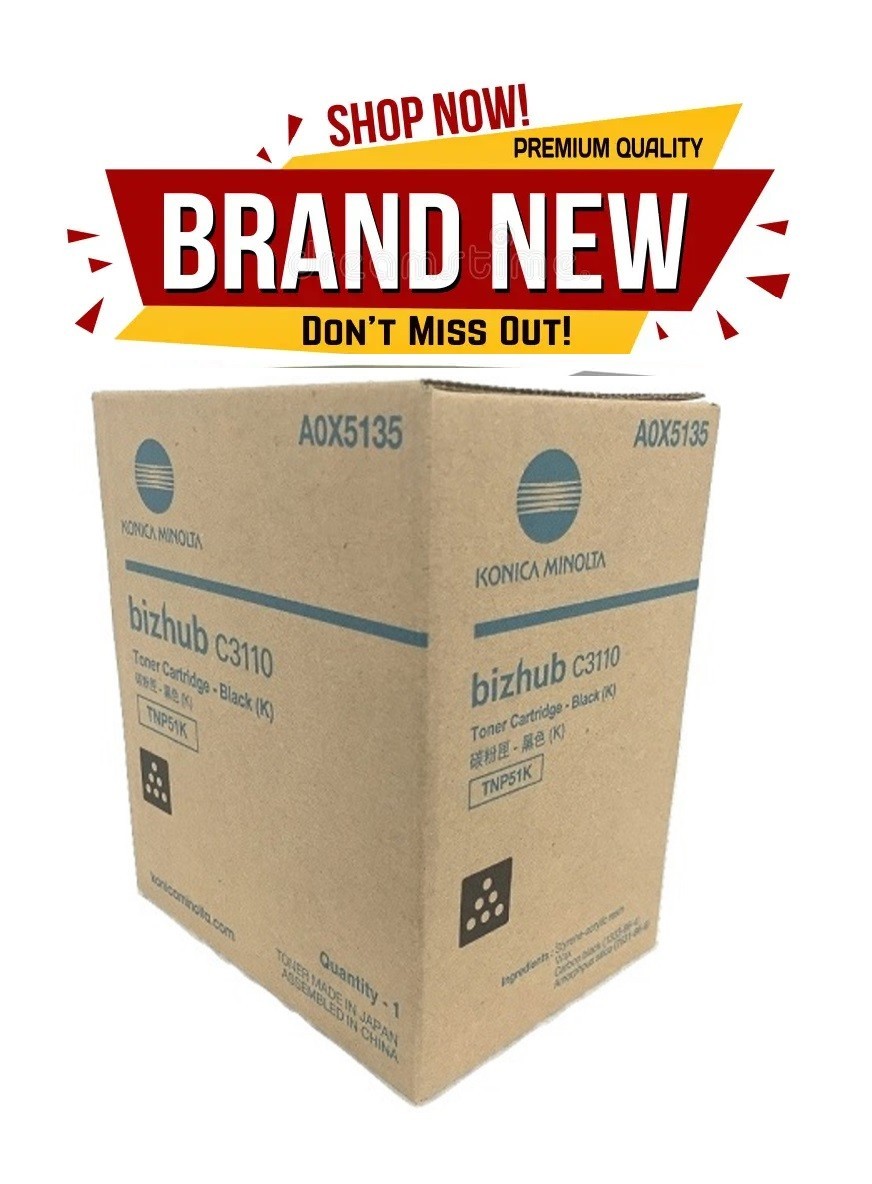 Genuine Konica Minolta (TNP51K) A0X5135 Black Toner 6000 Pages High yield OEM