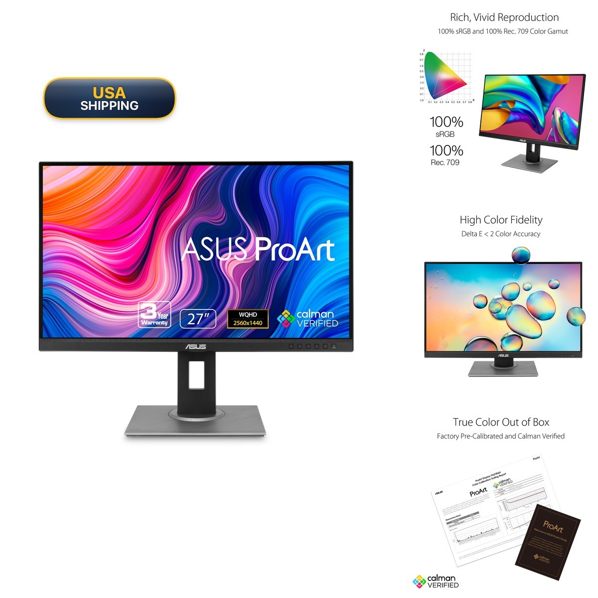 ASUS ProArt PA278QV 27 Inch 1440p QHD Professional Monitor