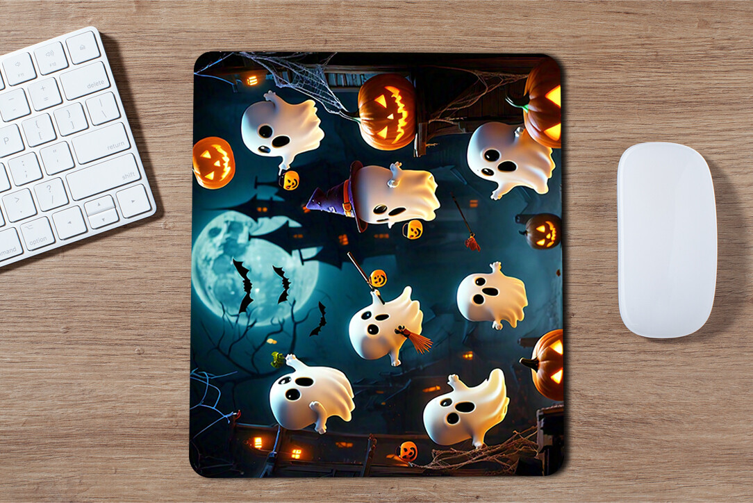 Happy Halloween Cute Ghost Skull Pumpkin Mouse Pad Gaming Mousepad Decor For PC
