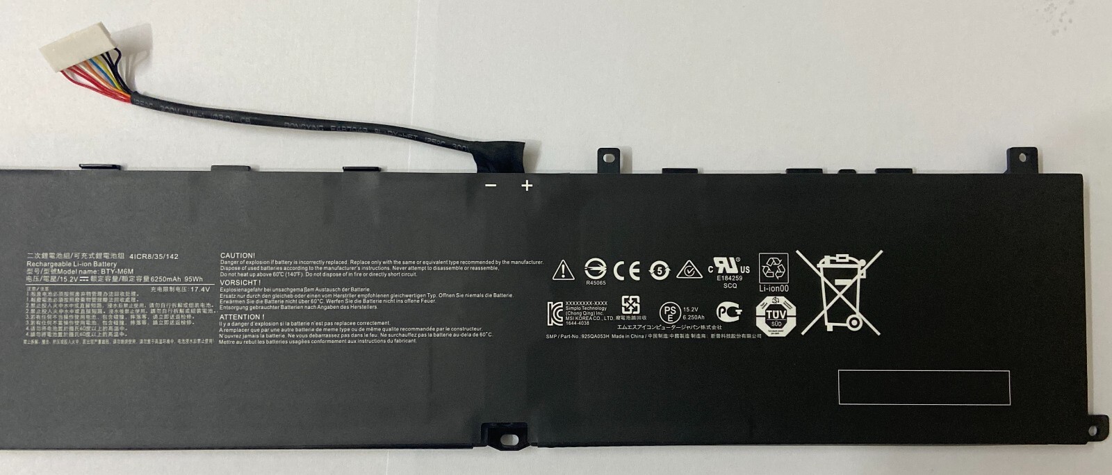 Genuine MSI BTY-M6M Battery For GE66 GE76 Raider 10SFS 10UH-226TR 11UH Series