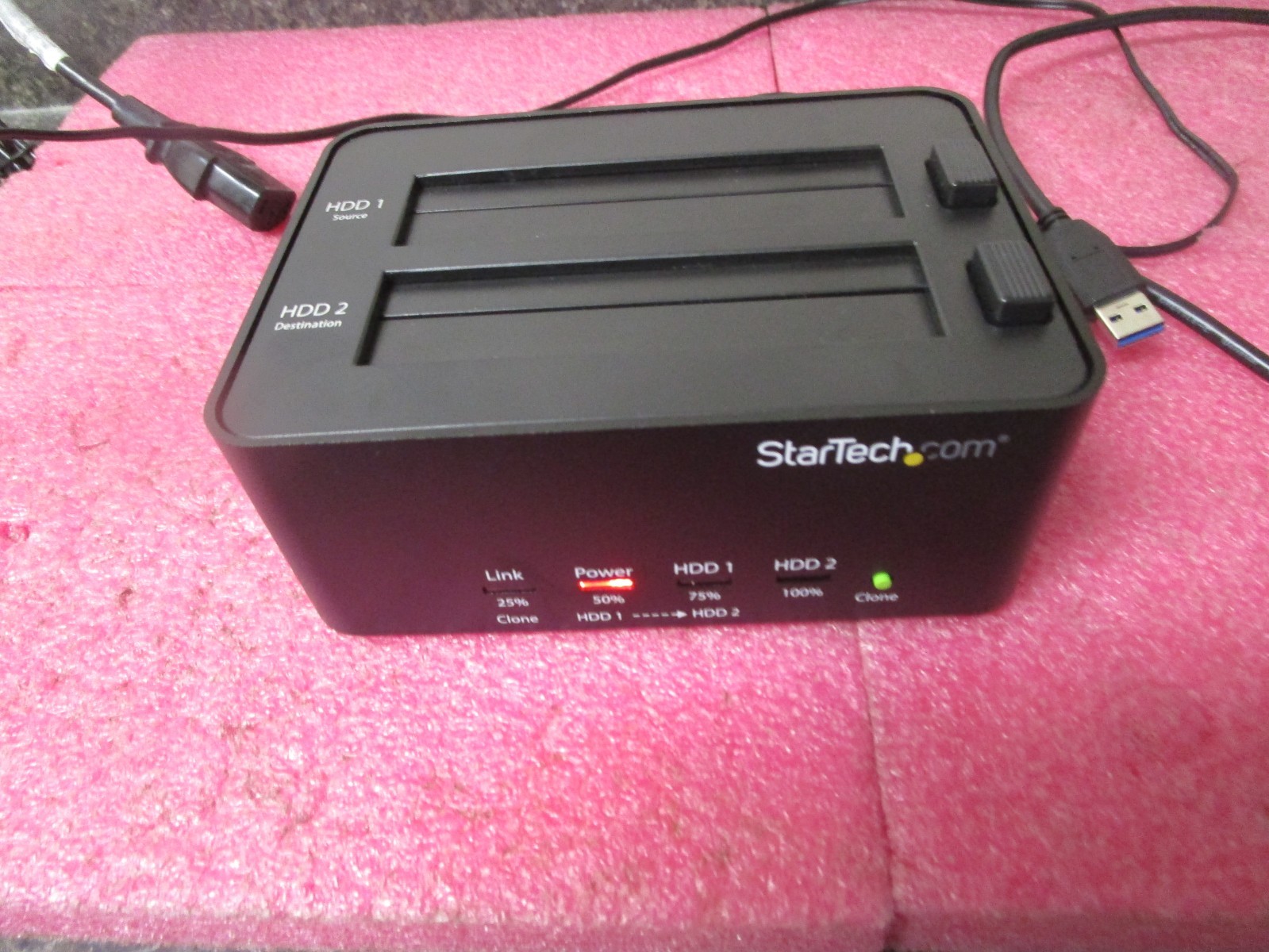 Startech Satdock Hard Drive Duplicator SATDOCK2REU3 w/ Power Cord and USB Cable