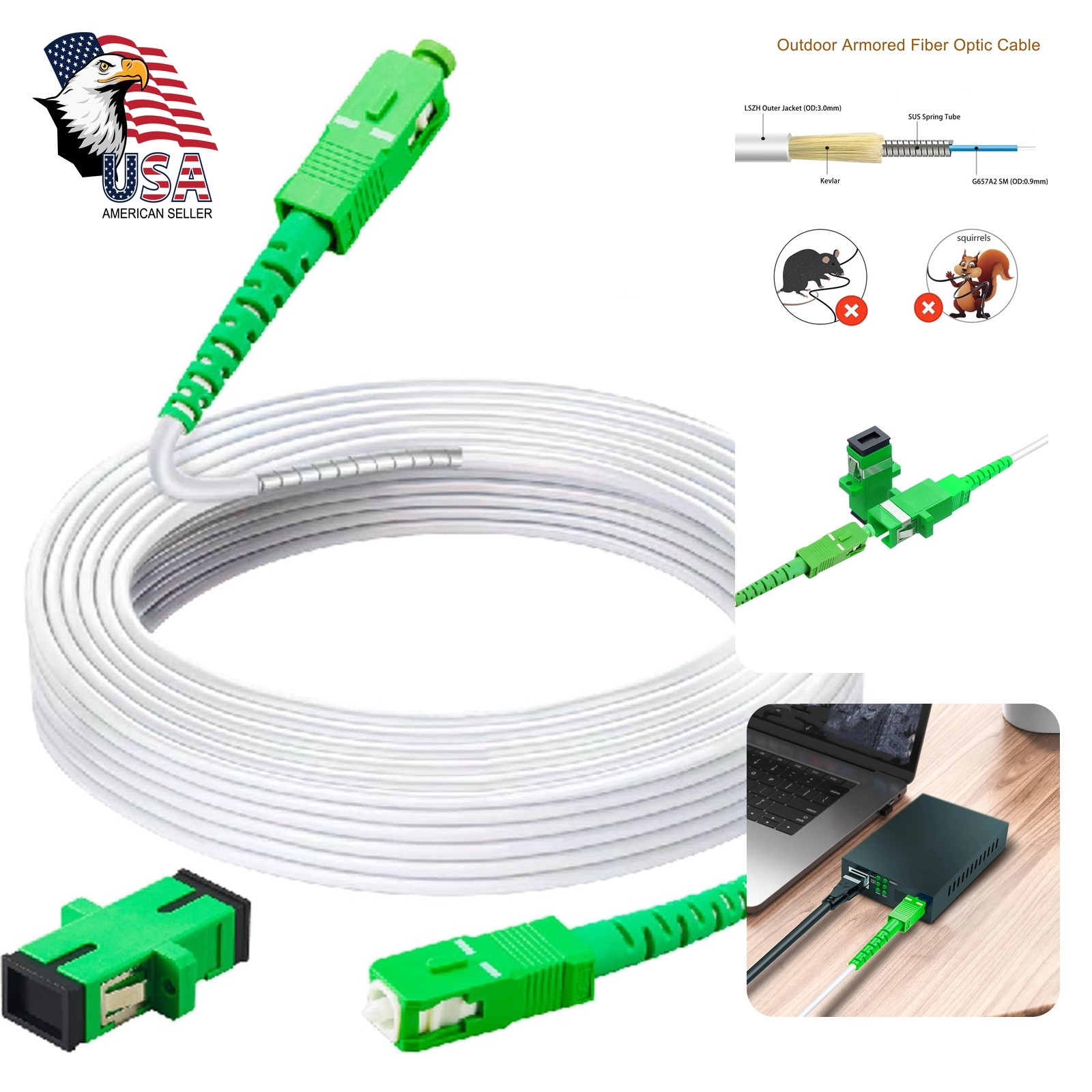 HYX FIBER CABLE 3m/10ft SC/APC Armored