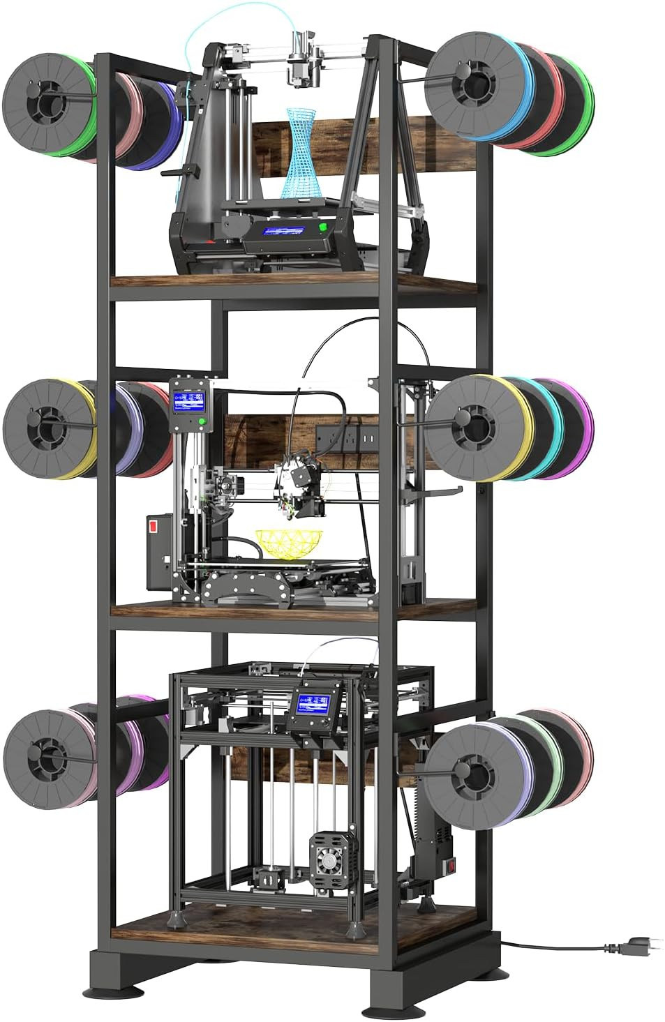 3D Printer Stand with Filament Storage,3D Printer Rack with Power Outlet,Heavy-D