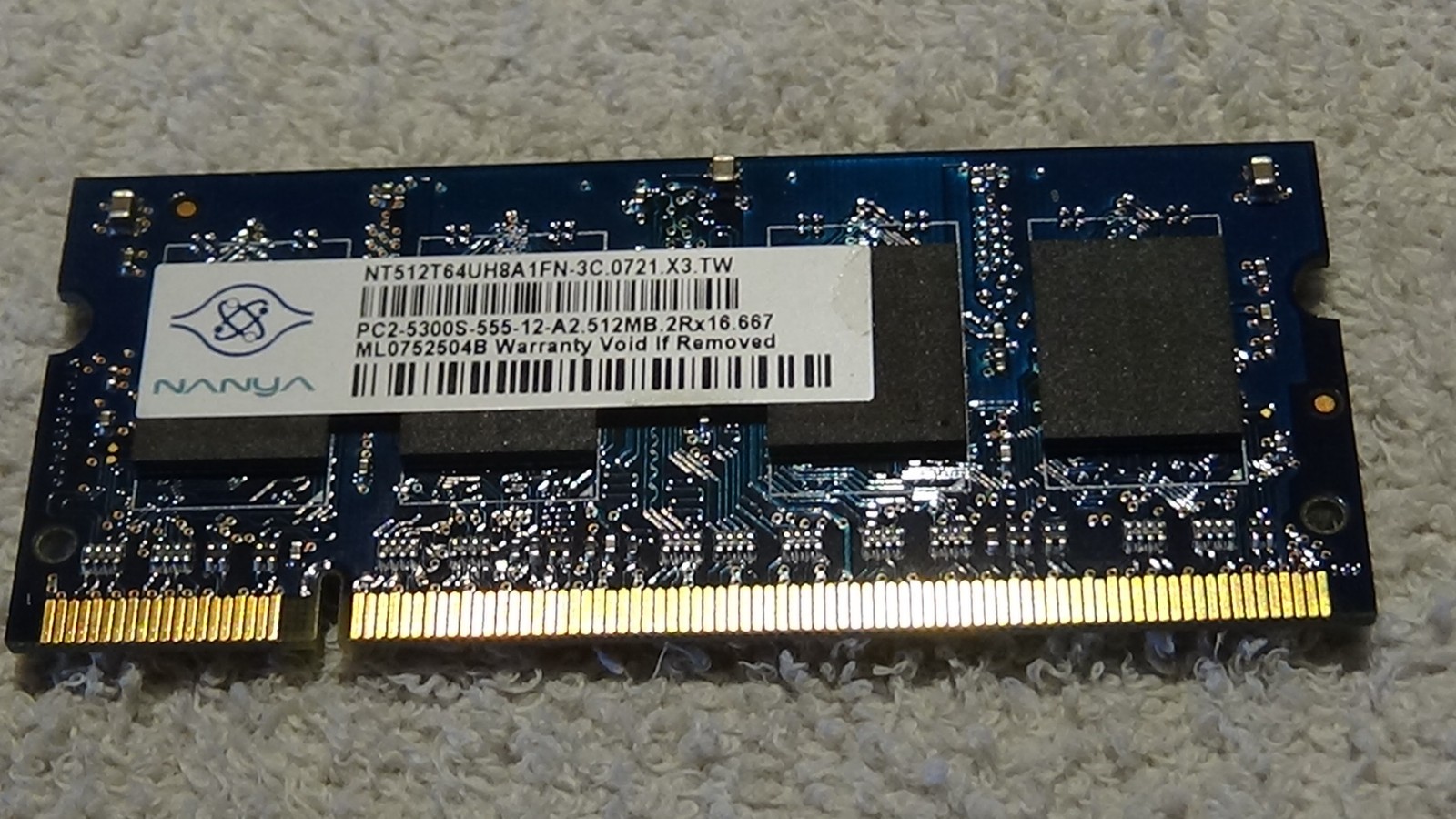 Nanya 512MB SO-DIMM DDR2 SDRAM Memory (NT512T64UH8A1FN-3C) #2