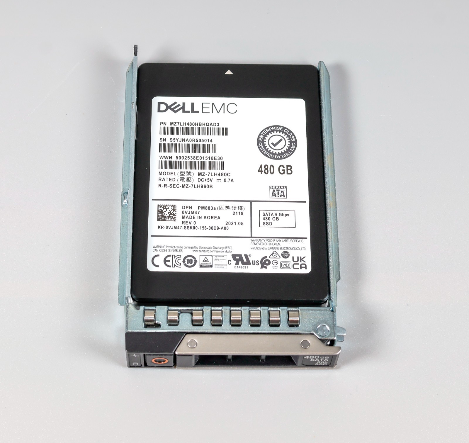 VJM47 0VJM47 MZ-7LH480C DELL SAMSUNG PM883A 480GB 6G 2.5" SATA SOLID STATE DRIVE