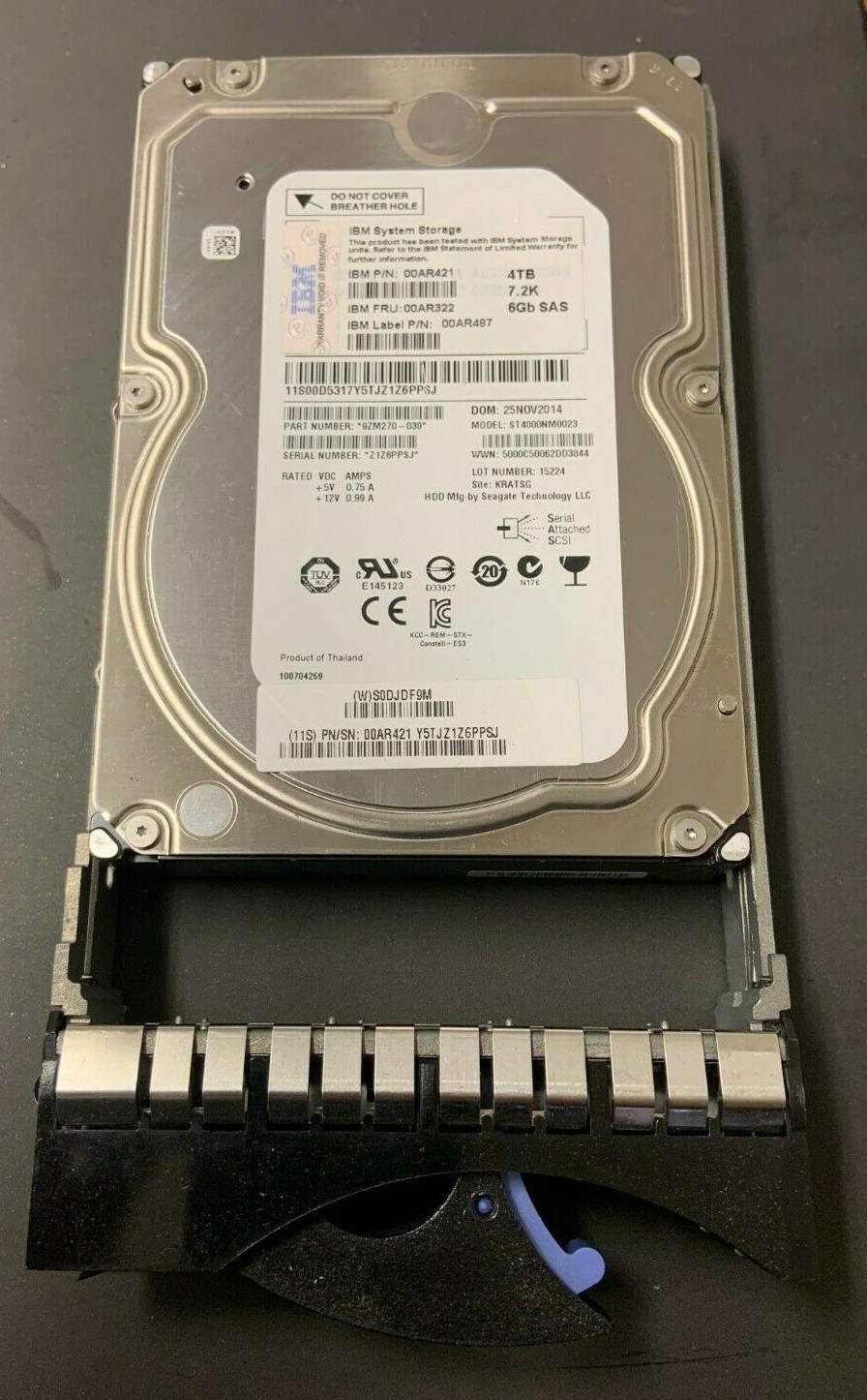 IBM AHD3 4Tb NL SAS Disk V7000 Gen2 00AR322 00AR421 00AR487 00D5317