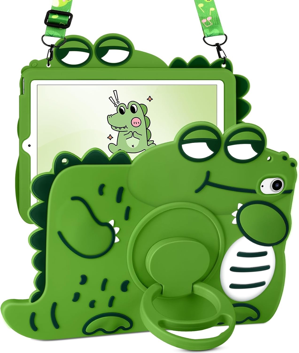 Case for iPad mini 7 2024, Cute Kawaii Cover with Rotating Stand & Strap