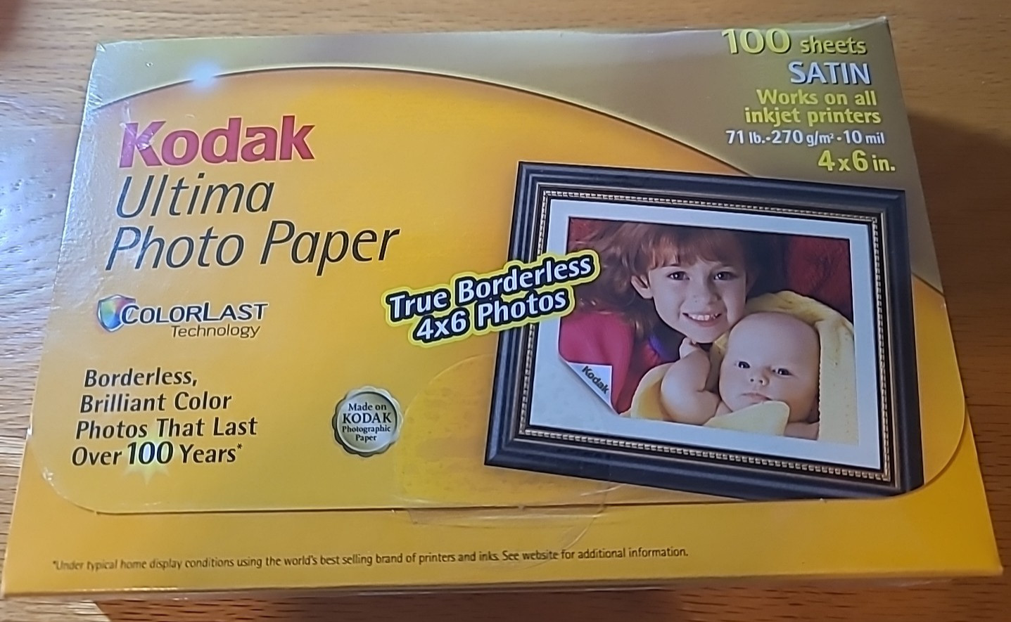 Kodak Ultima Photo Paper Sheets 4x6 Picture 100 Satin Inkjet New ColorLast