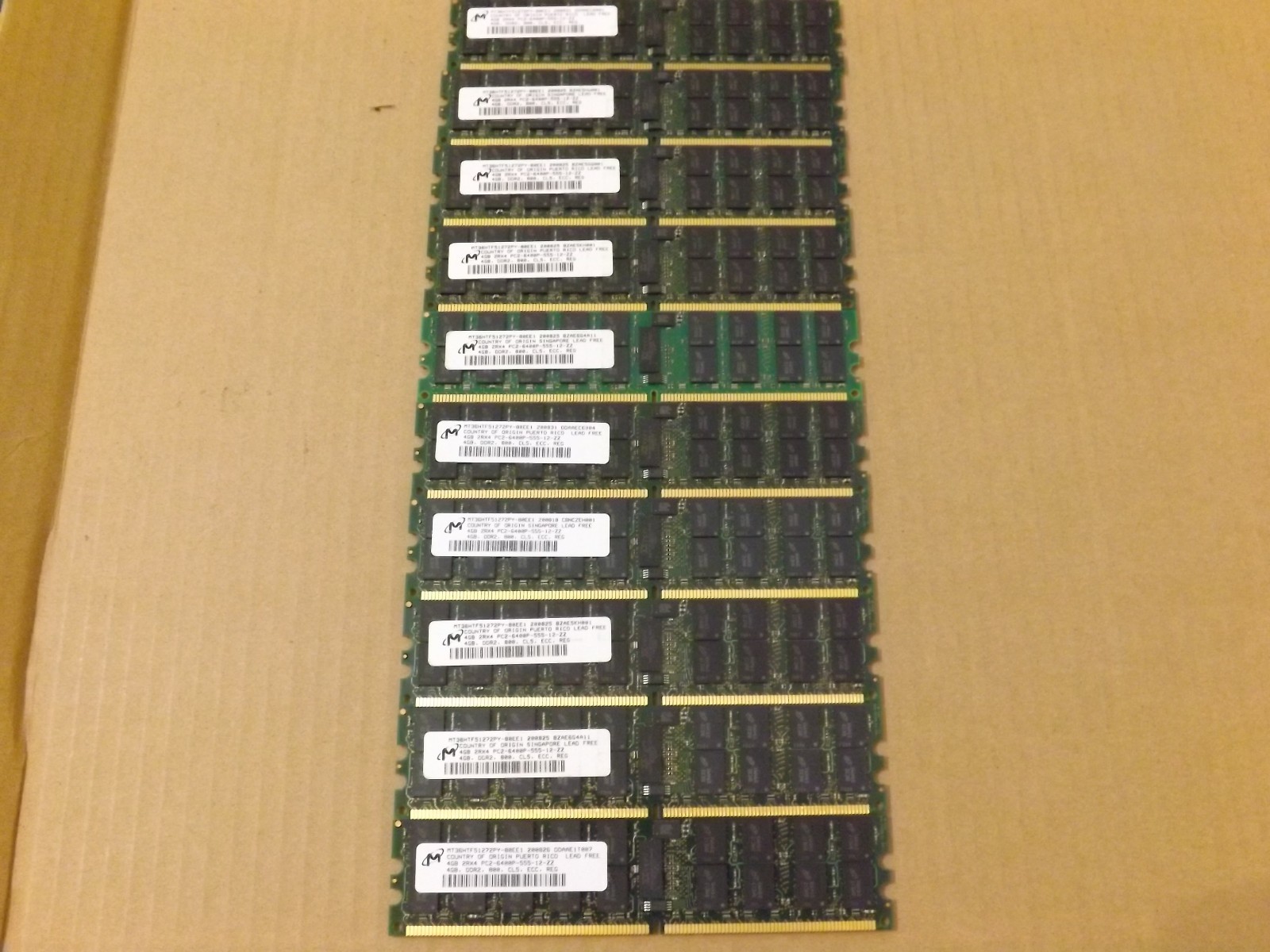 Micron 4GB x 2 2Rx4 PC2-6400 DDR2 800Mhz 240Pin 36 chips CL5 ECC REG memory