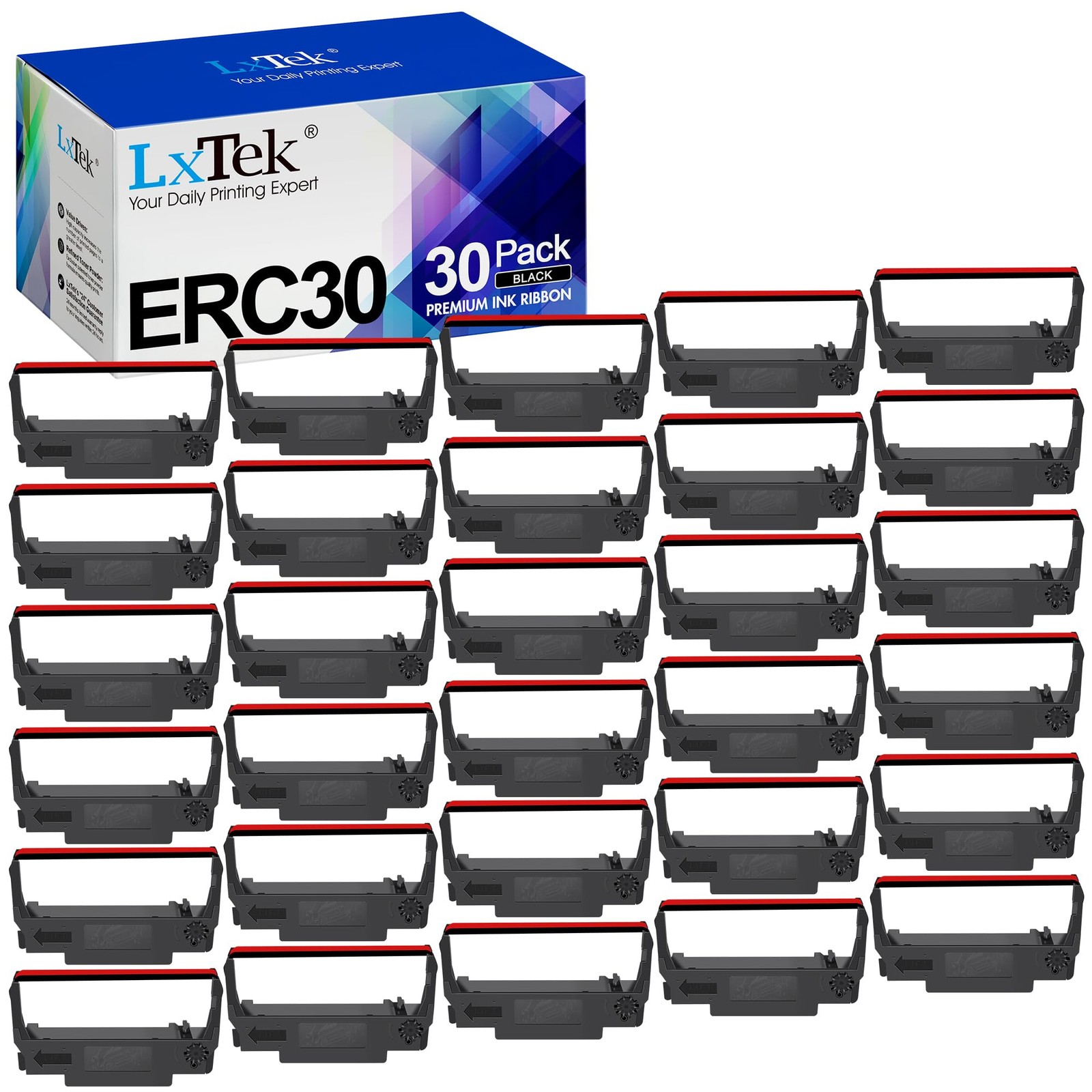 30 Pack ERC30 Ribbon Replacement for ERC-30 Printer