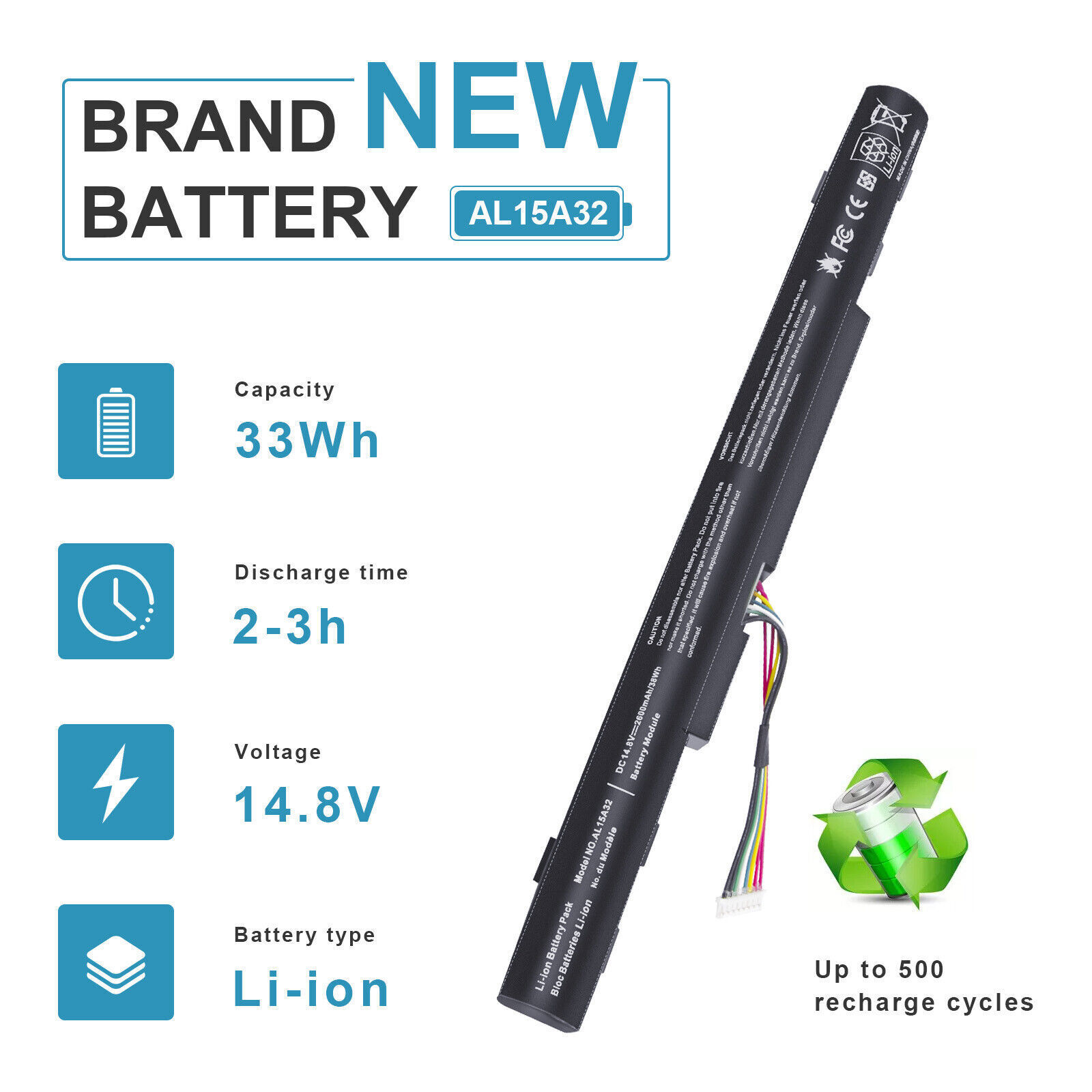 AL15A32 Laptop Battery For ACER Aspire 5-473A E5-473G E5-474G F5-572G E5-573 33W