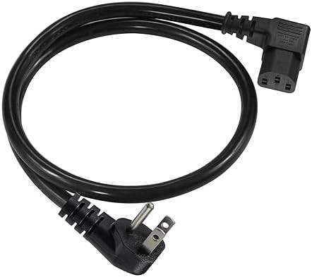 90 Degree Power Cord - 2FT Right Angle IEC, Universal PC Power Supply, 16AWG, Bl