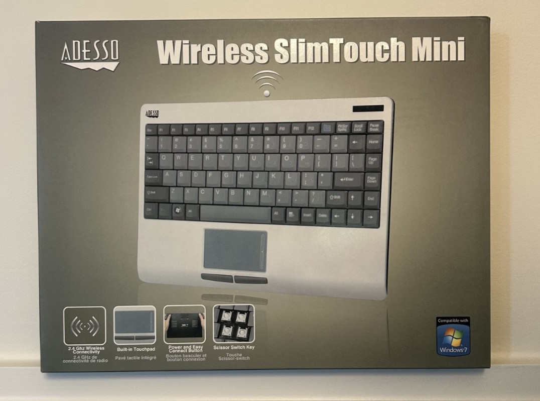 NEW Adesso WKB-4000US Wireless SlimTouch Mini Keyboard Touchpad HTPC PC USB