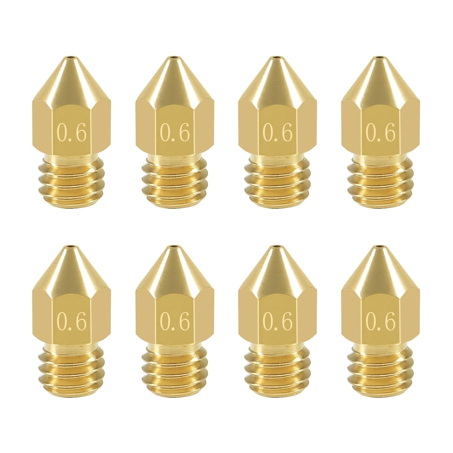 8 Pcs 0.6mm MK8 Extruder Nozzles 3D Printer Nozzles for Creality Ender 3/3 Pr...